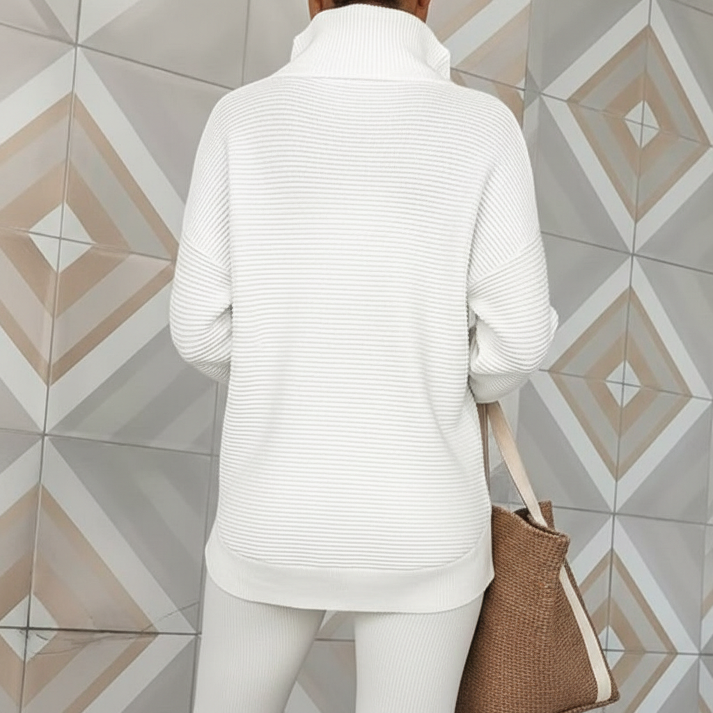 Long Sleeve Quarter Zip Pullover With Collar For Women