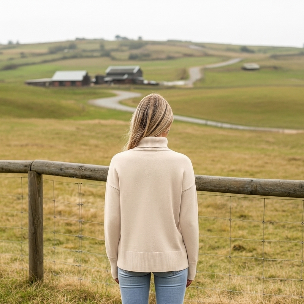 Oversized Chunky Knitted Sweater For Women With High Hem
