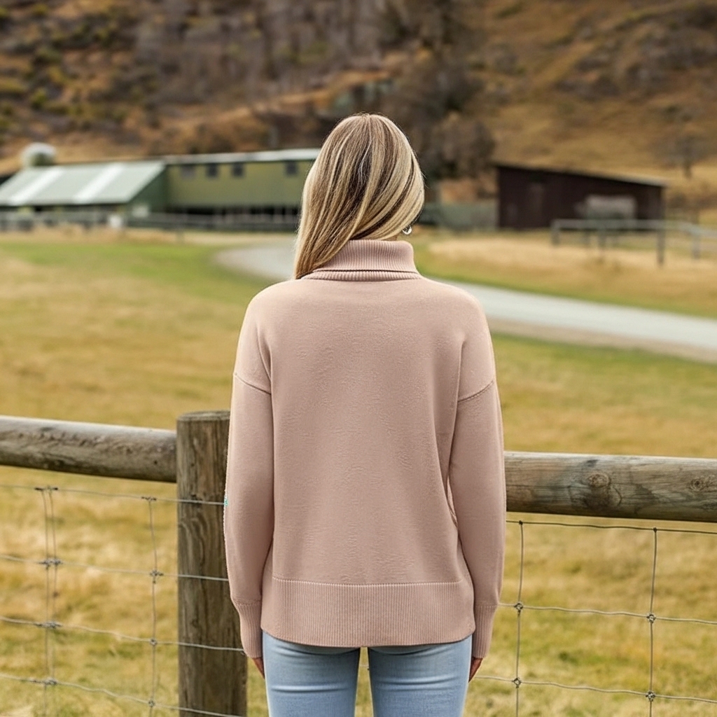 Oversized Chunky Knitted Sweater For Women With High Hem