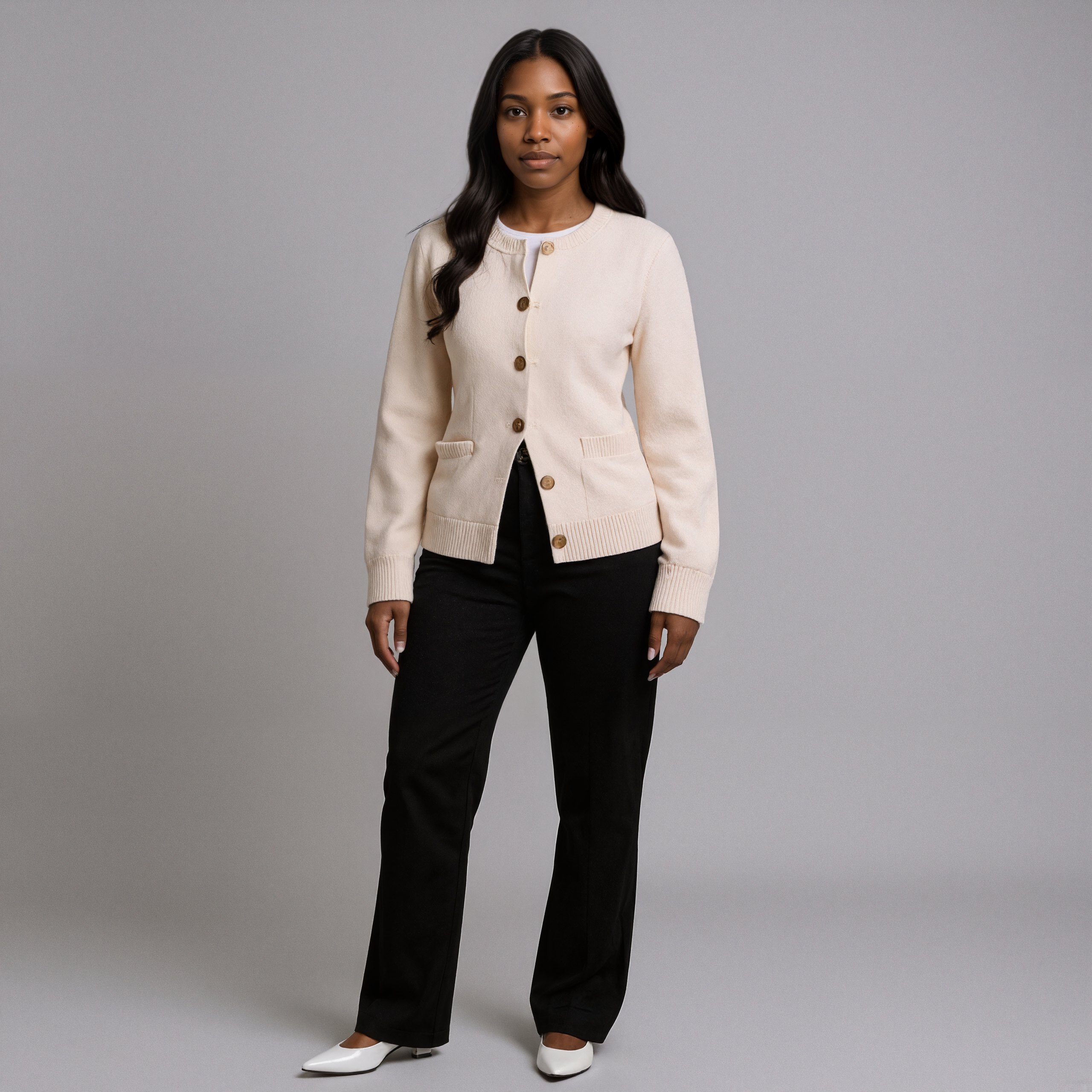 Long Knit Cashmere Button Cardigan