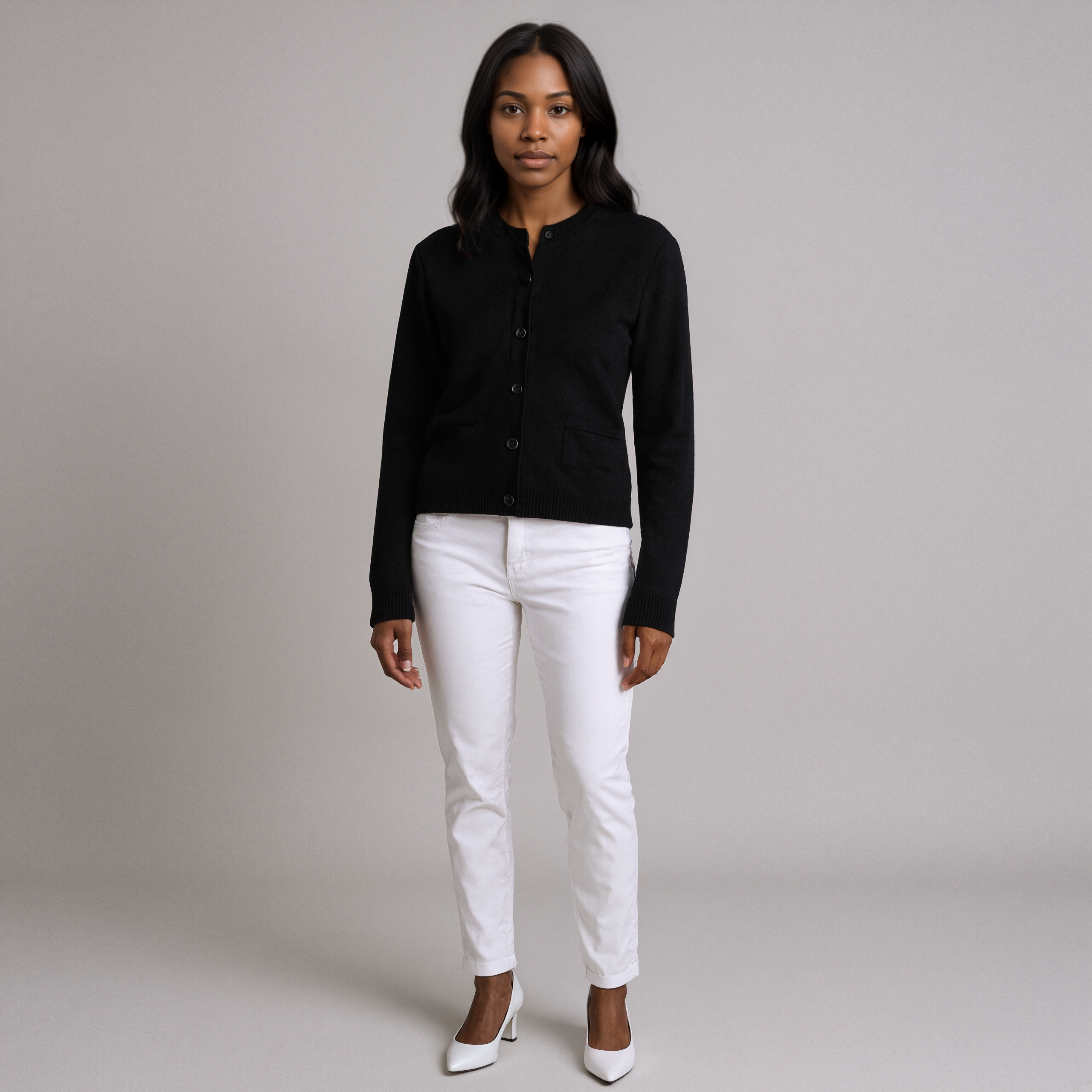 Long Knit Cashmere Button Cardigan