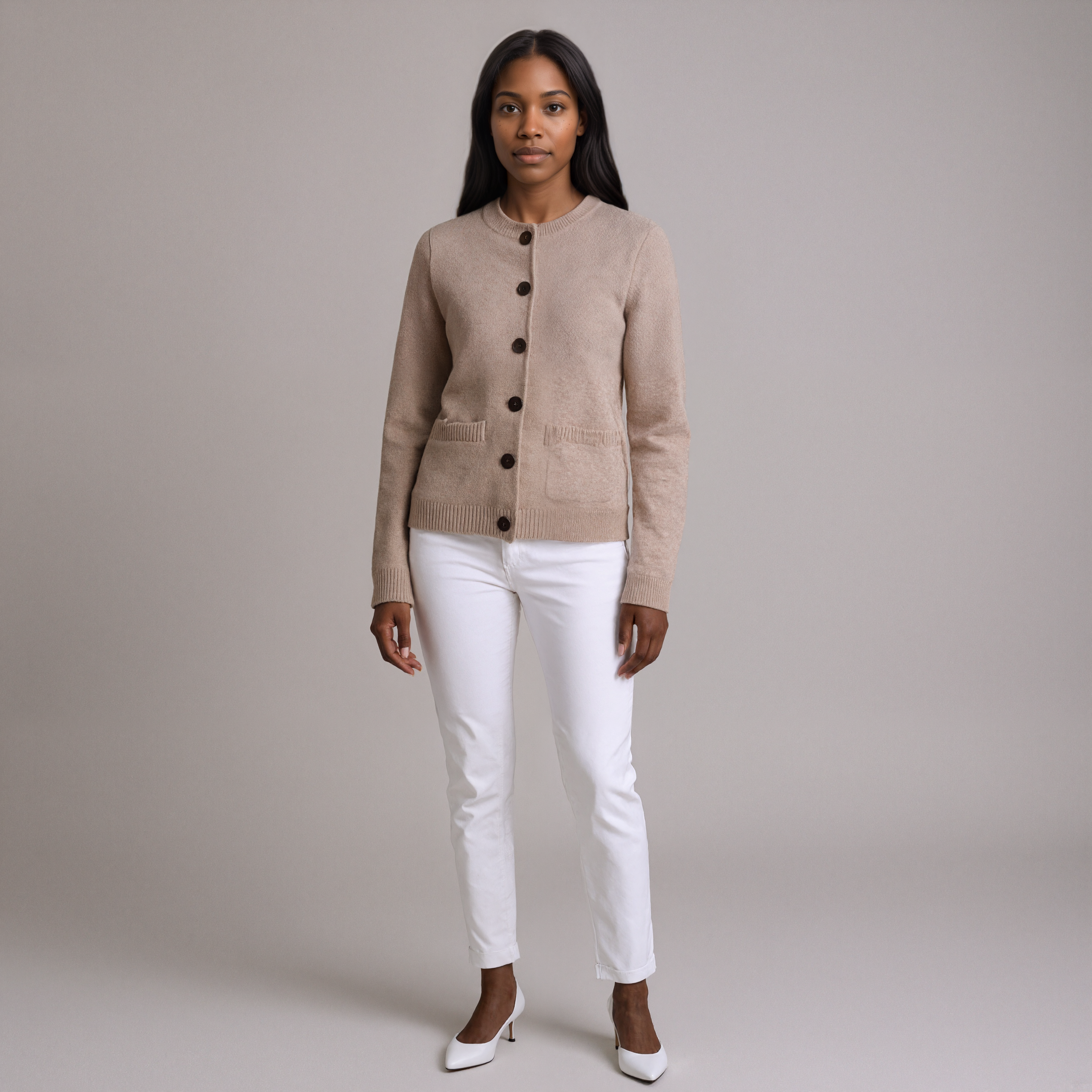Long Knit Cashmere Button Cardigan