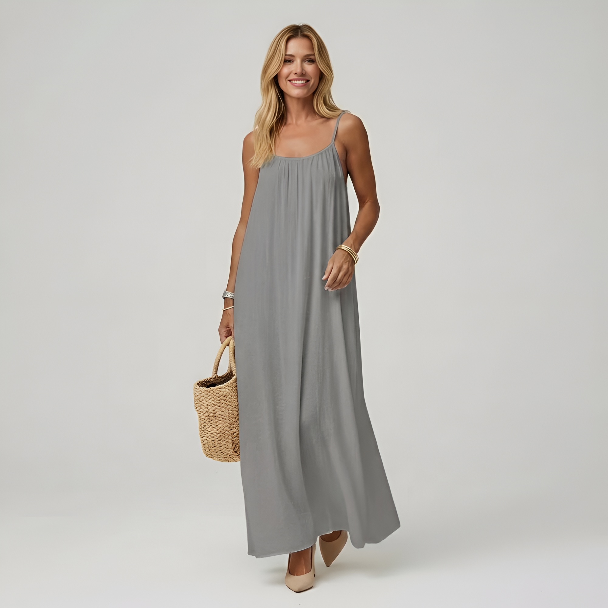 Backless Cami Maxi Dress With Adjustable Straps And Sleeveless Fit For Women