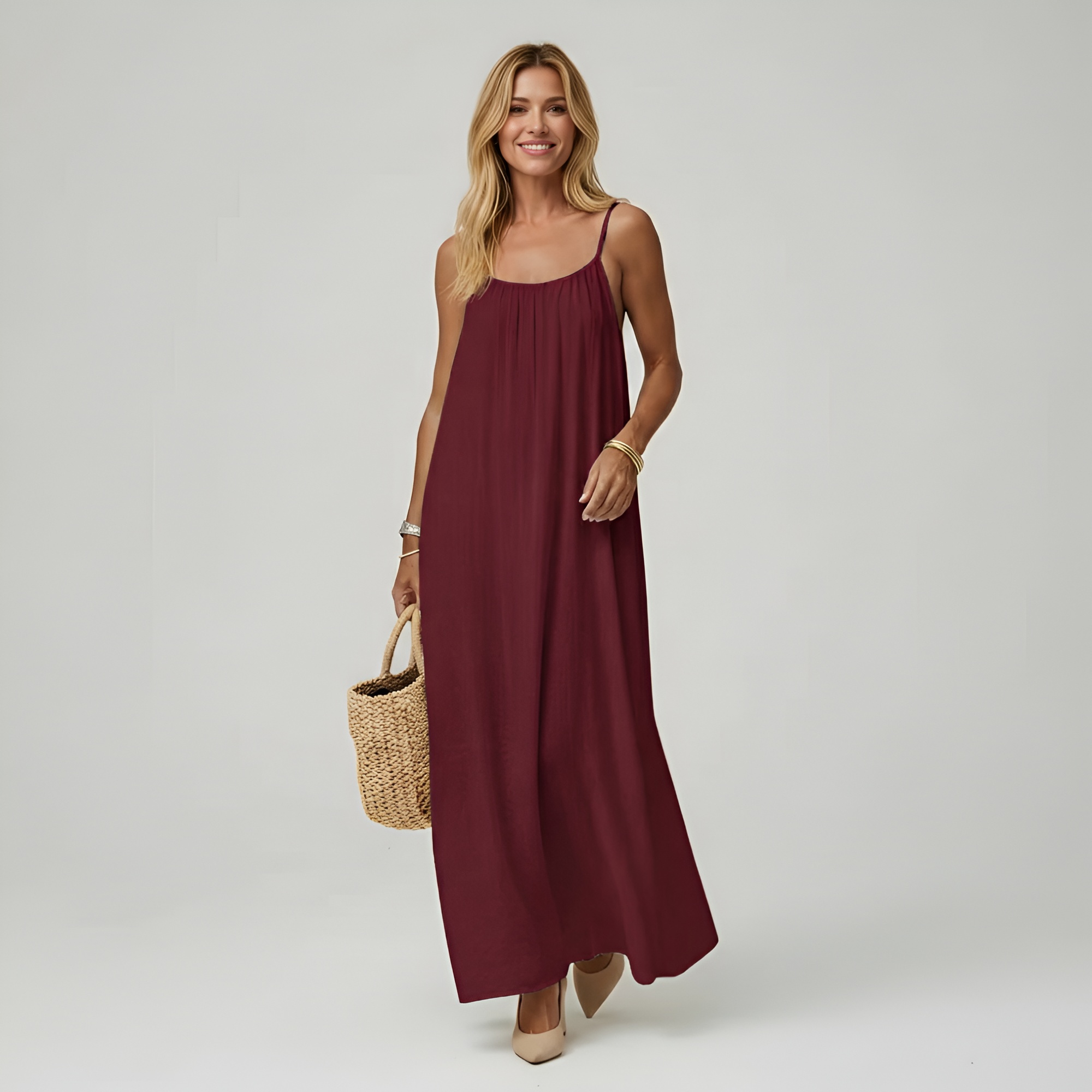 Backless Cami Maxi Dress With Adjustable Straps And Sleeveless Fit For Women