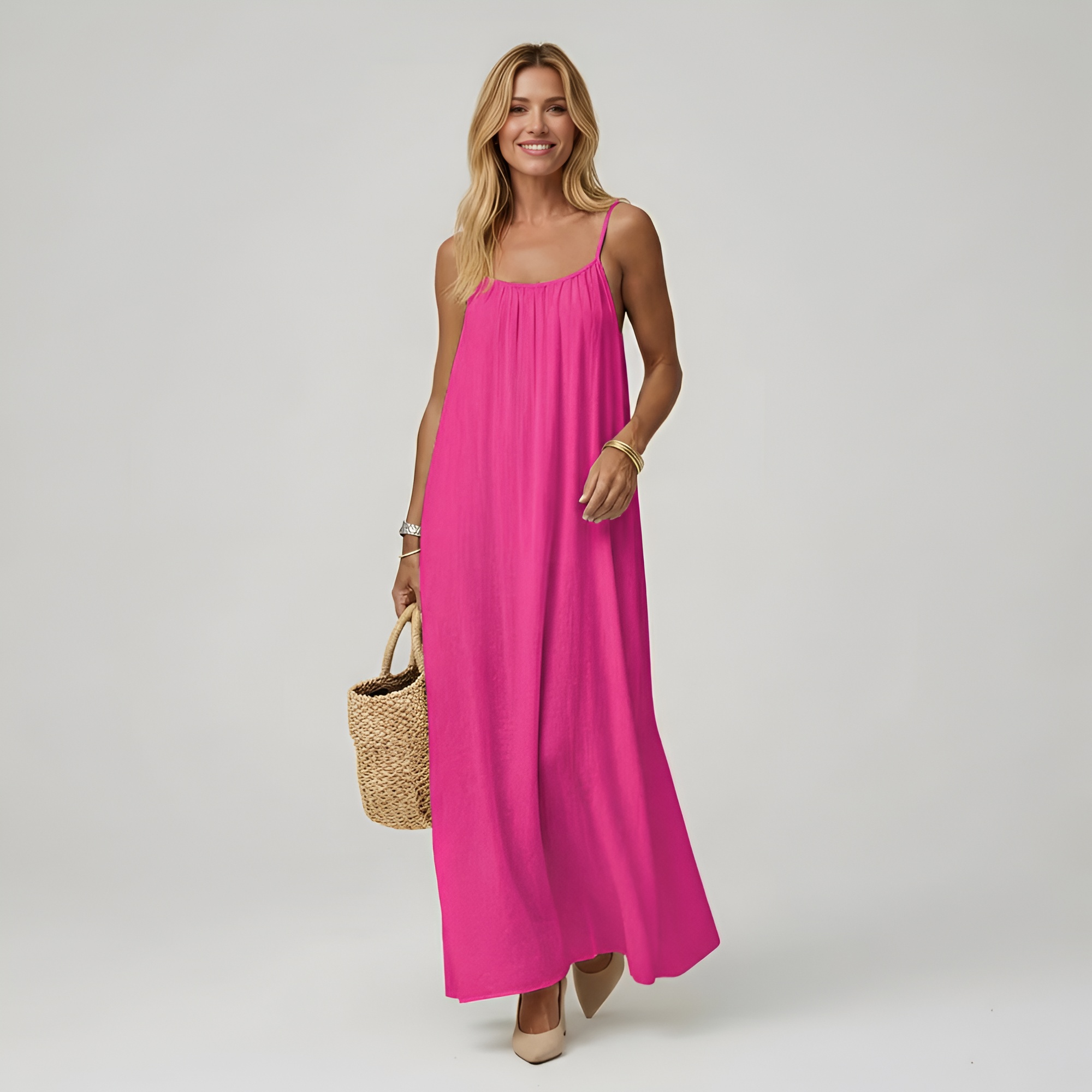 Backless Cami Maxi Dress With Adjustable Straps And Sleeveless Fit For Women