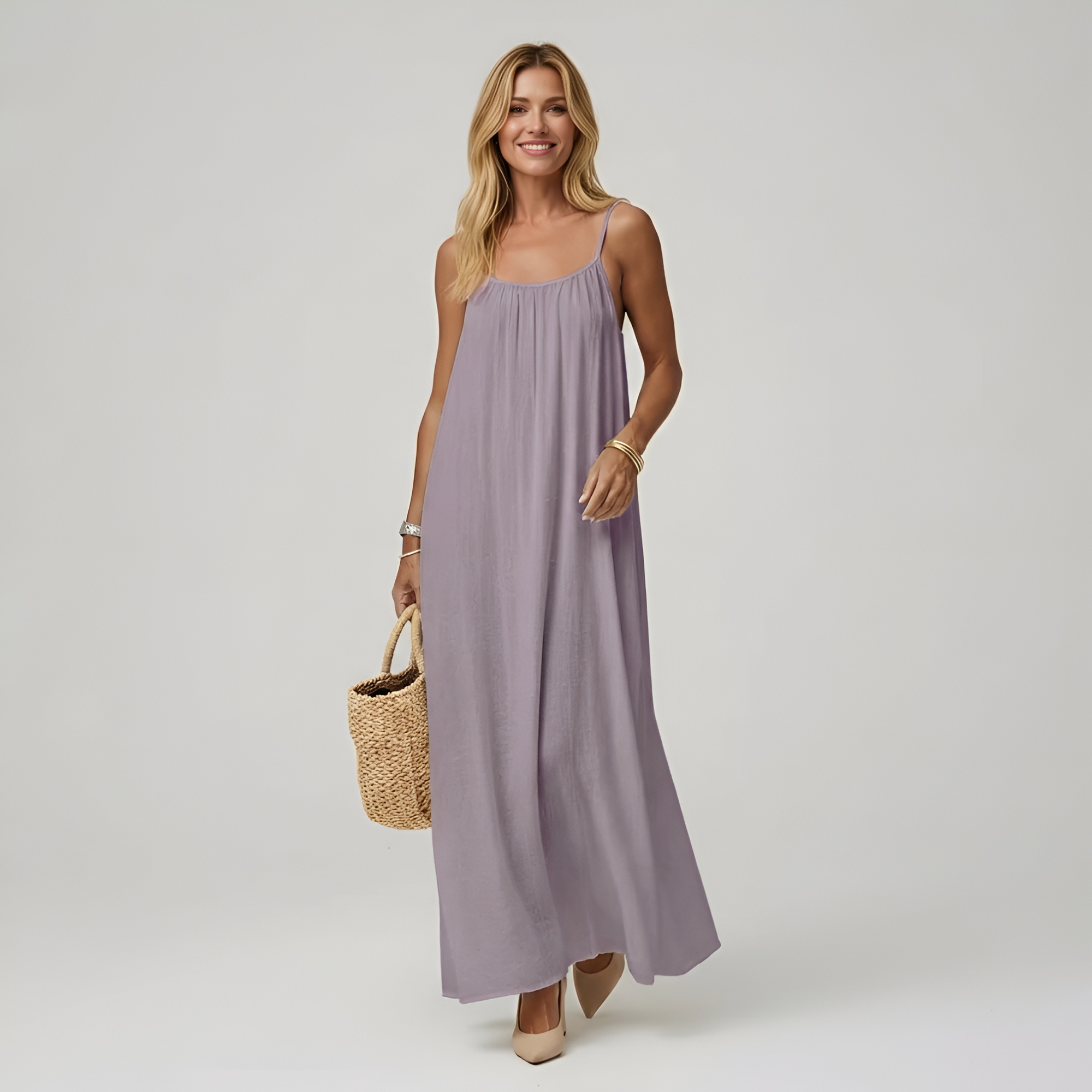 Backless Cami Maxi Dress With Adjustable Straps And Sleeveless Fit For Women