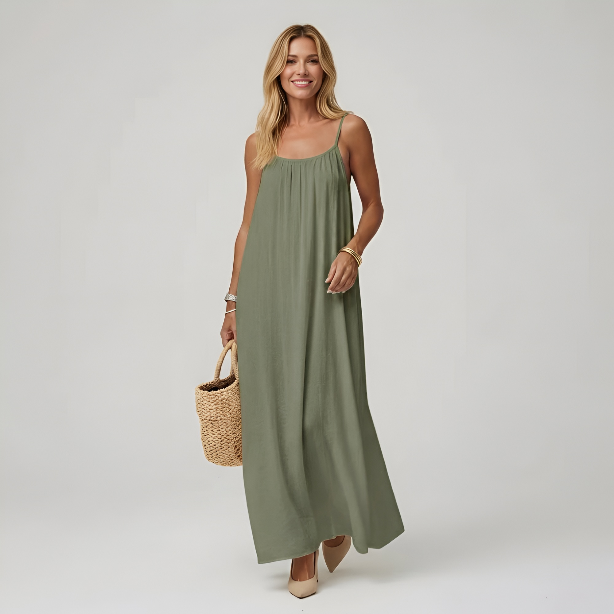 Backless Cami Maxi Dress With Adjustable Straps And Sleeveless Fit For Women