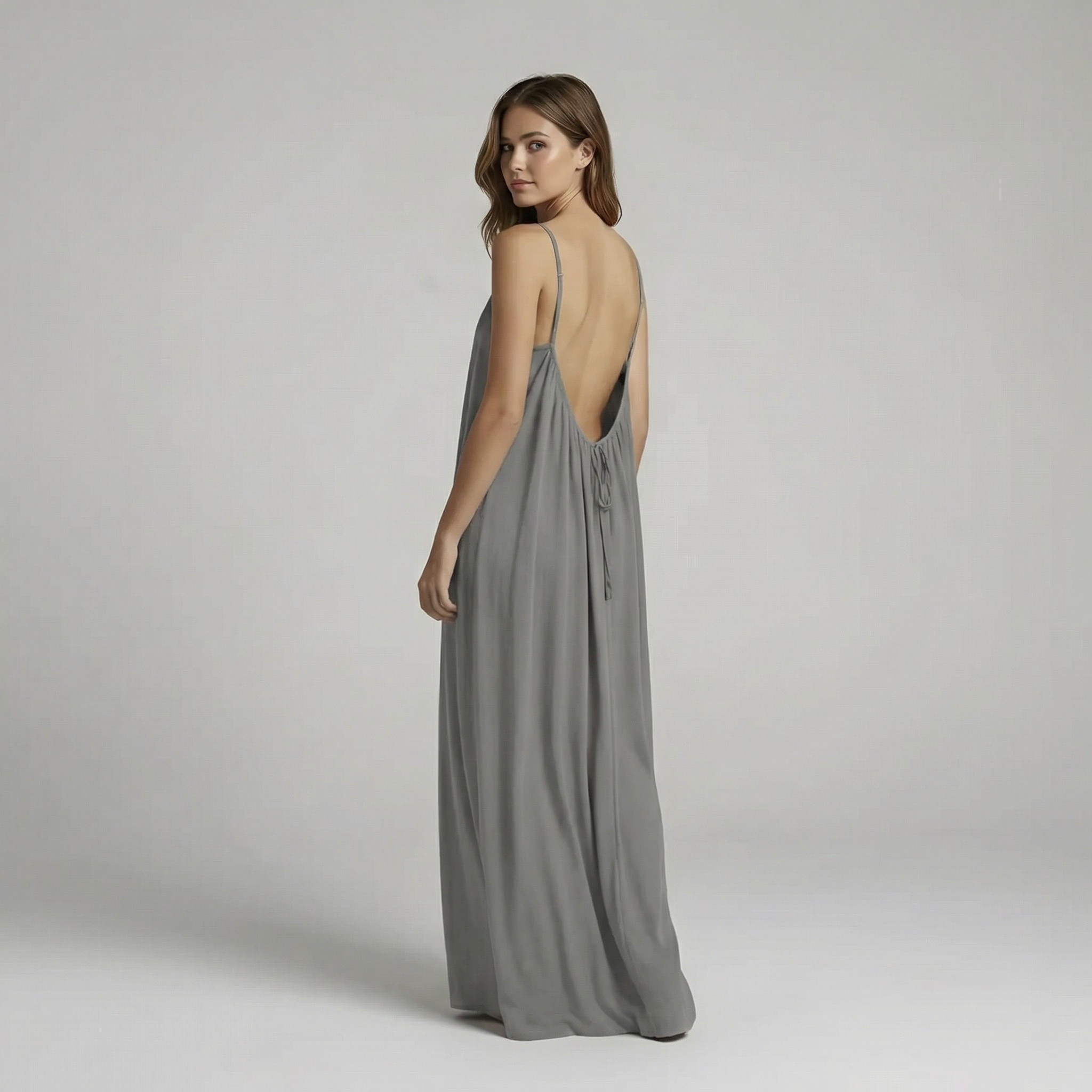 Backless Cami Maxi Dress With Adjustable Straps And Sleeveless Fit For Women