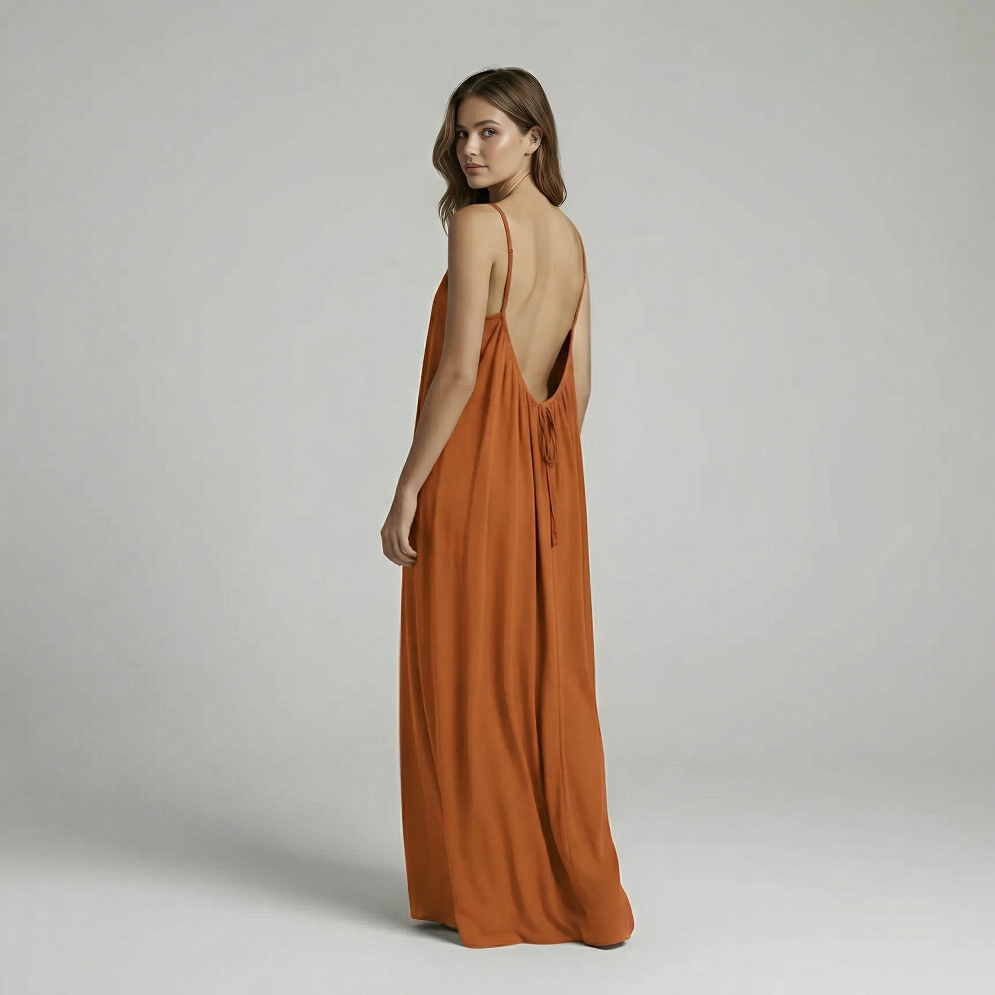 Backless Cami Maxi Dress With Adjustable Straps And Sleeveless Fit For Women