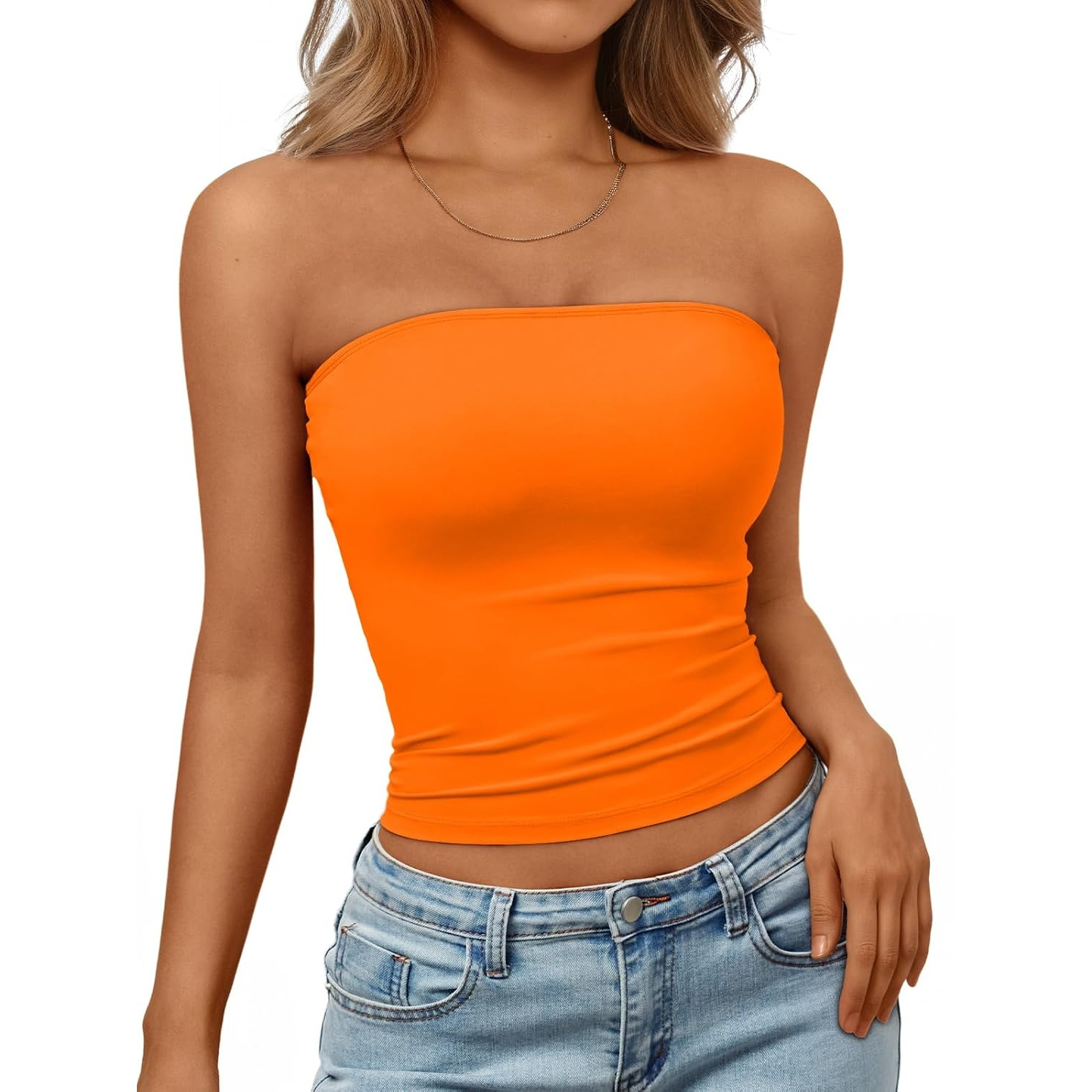 Basic Strapless Crop Top For Women