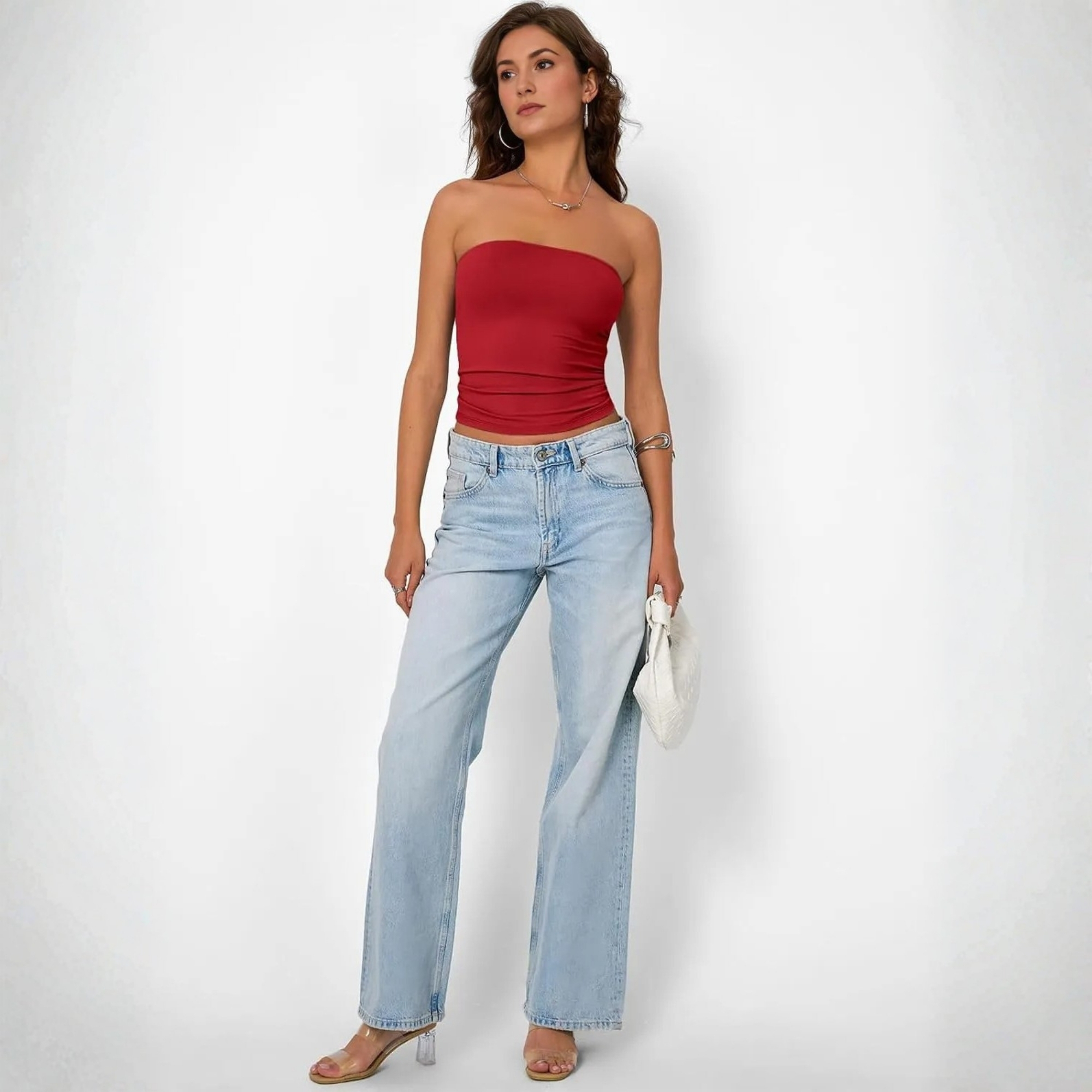Basic Strapless Crop Top For Women