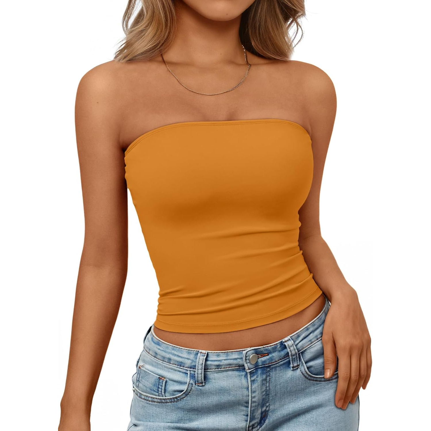 Basic Strapless Crop Top For Women