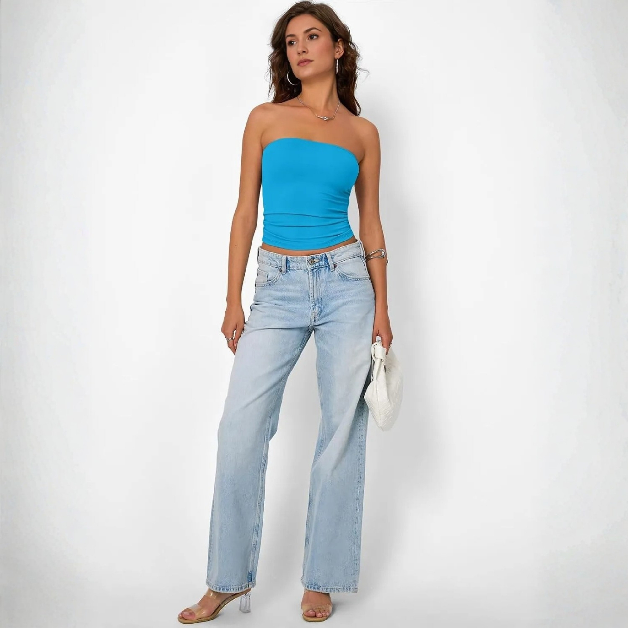 Basic Strapless Crop Top For Women