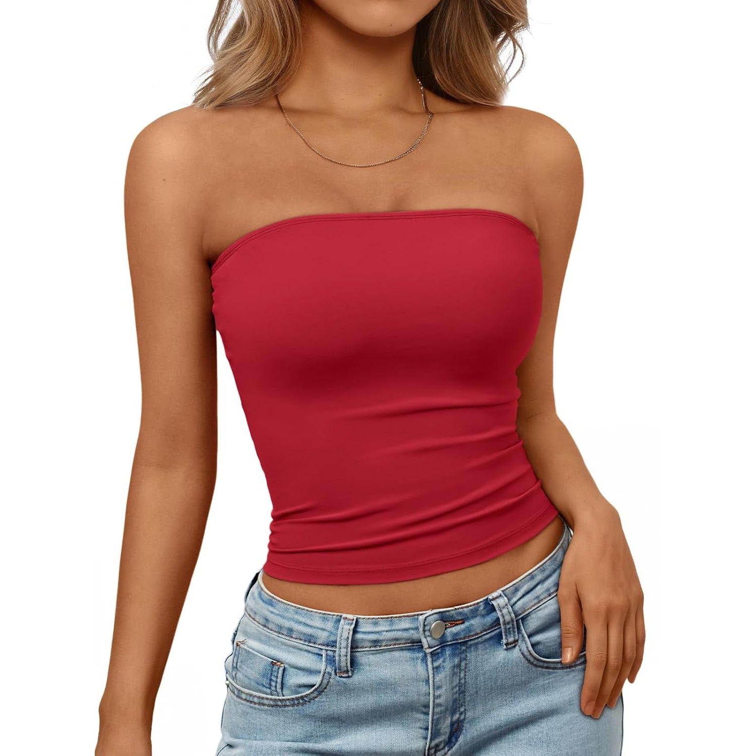 Basic Strapless Crop Top For Women