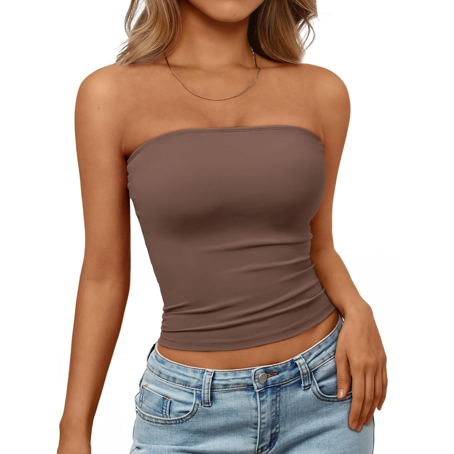 Basic Strapless Crop Top For Women