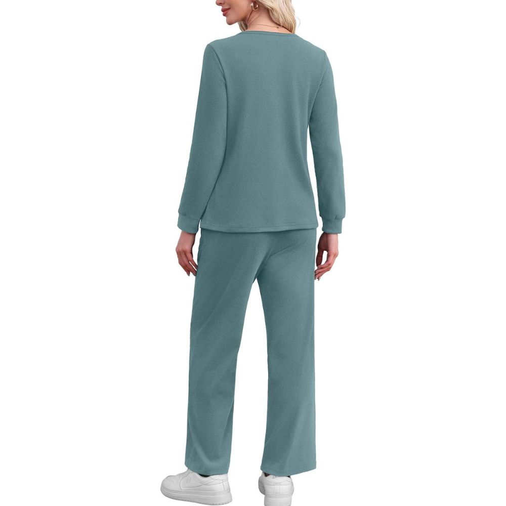 Lounge Sets for Women Two Piece - Button Down Sweatsuit Sweatpant with Pockets