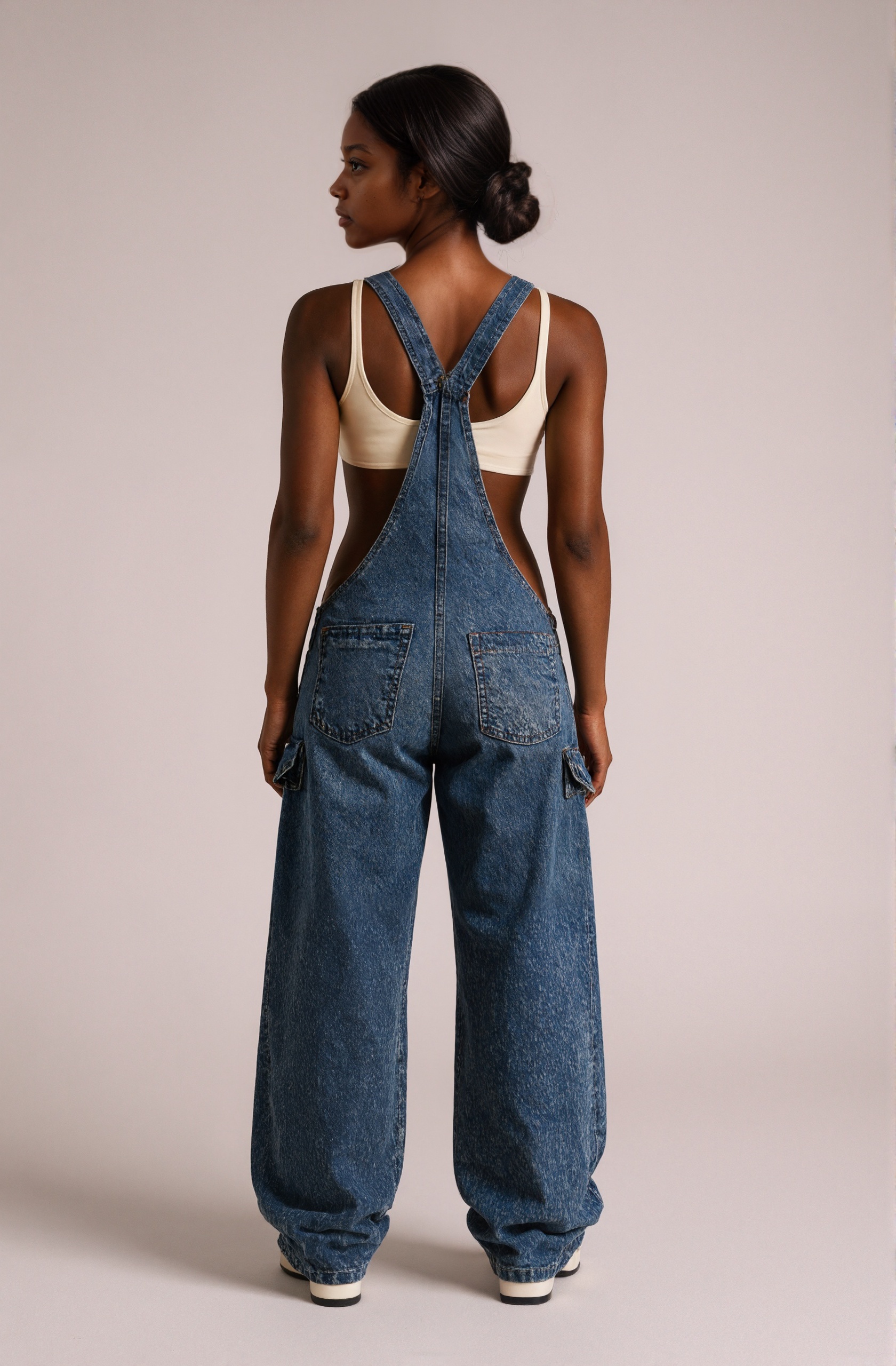 Camo Trim Denim Style Overalls