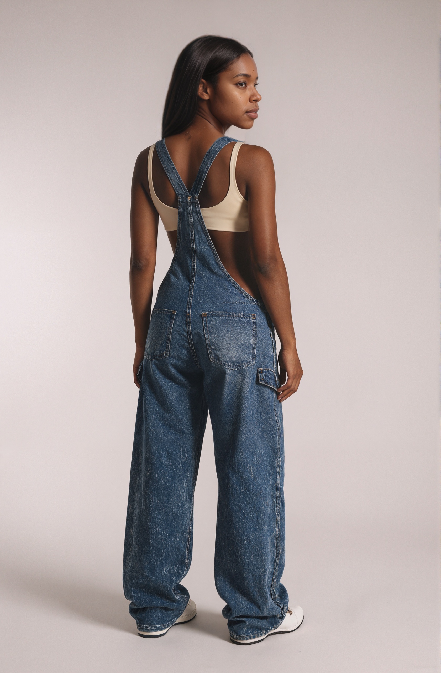 Camo Trim Denim Style Overalls