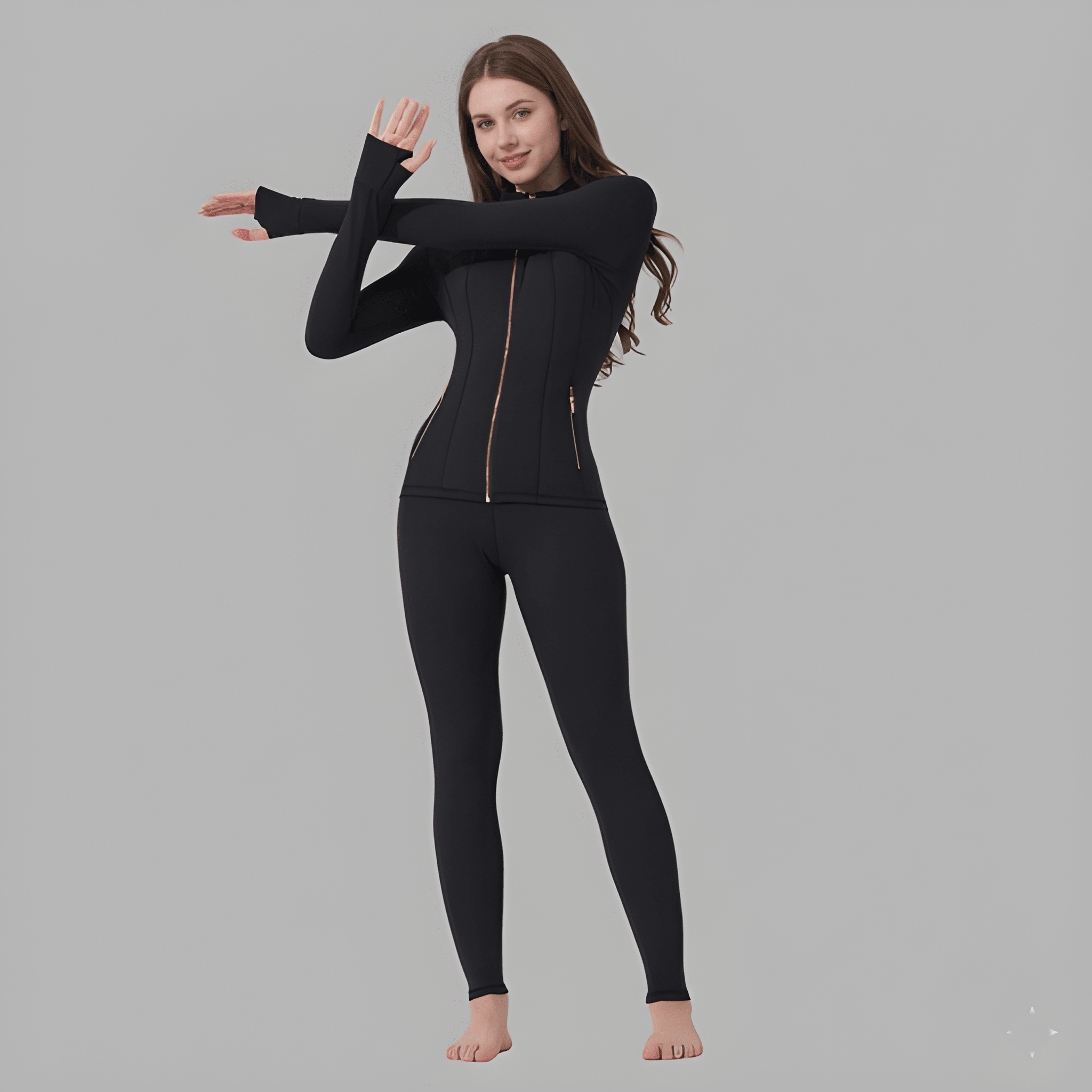 Casual Soft Brushed Jacket And Compression Yoga Pants Set For Women 
