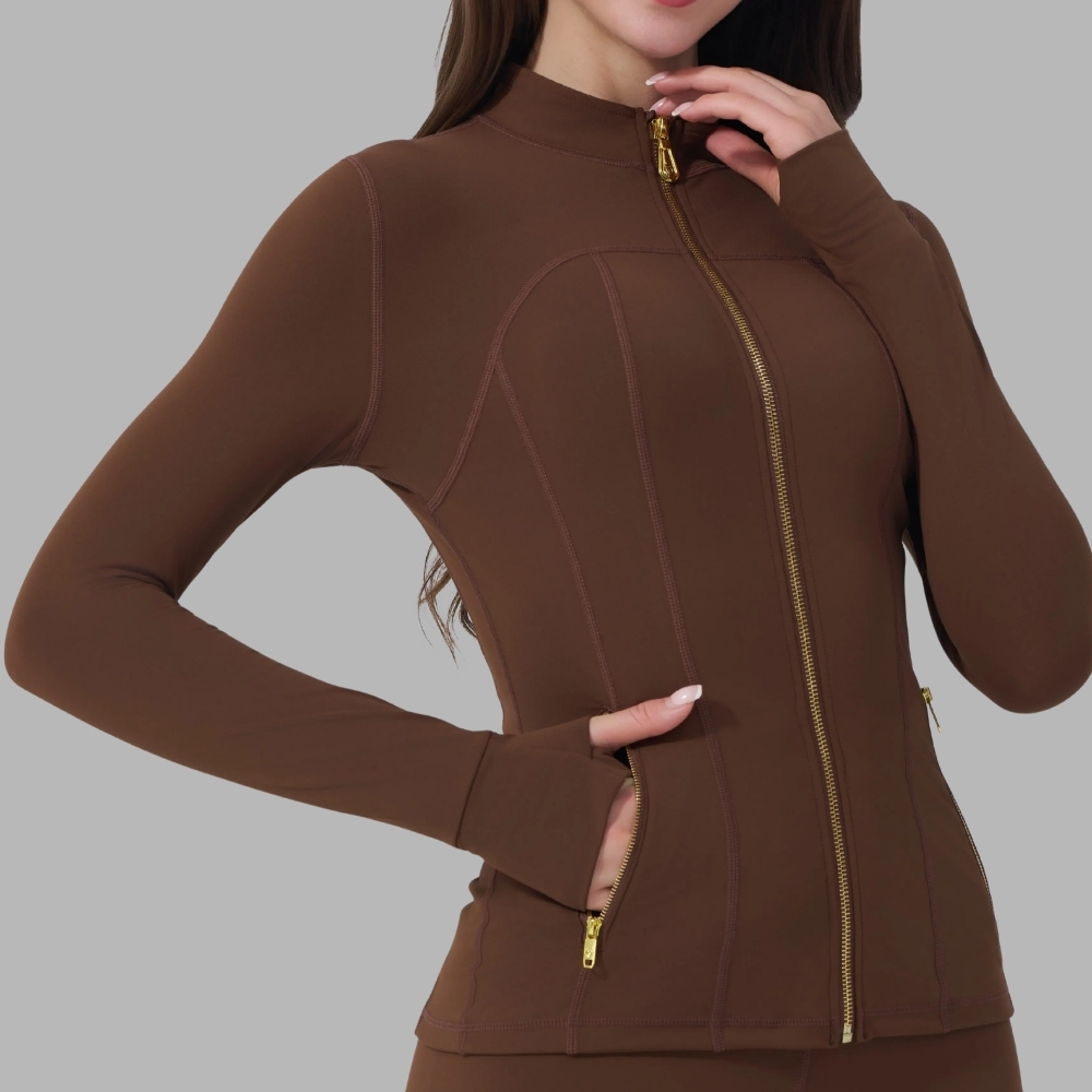 Casual Soft Brushed Jacket And Compression Yoga Pants Set For Women 