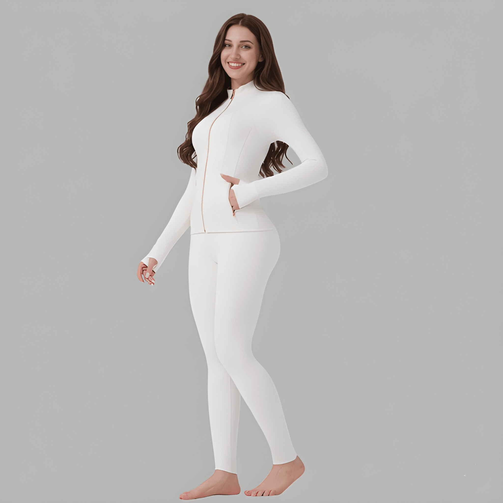 Casual Soft Brushed Jacket And Compression Yoga Pants Set For Women 