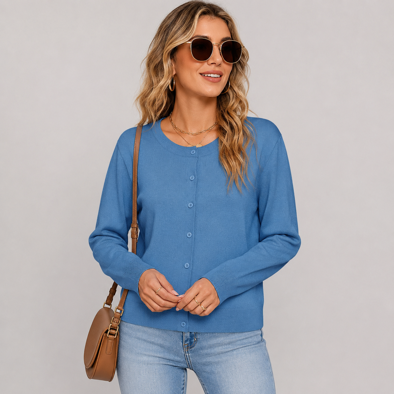 Long Sleeve Cropped Cardigan Sweater For Women