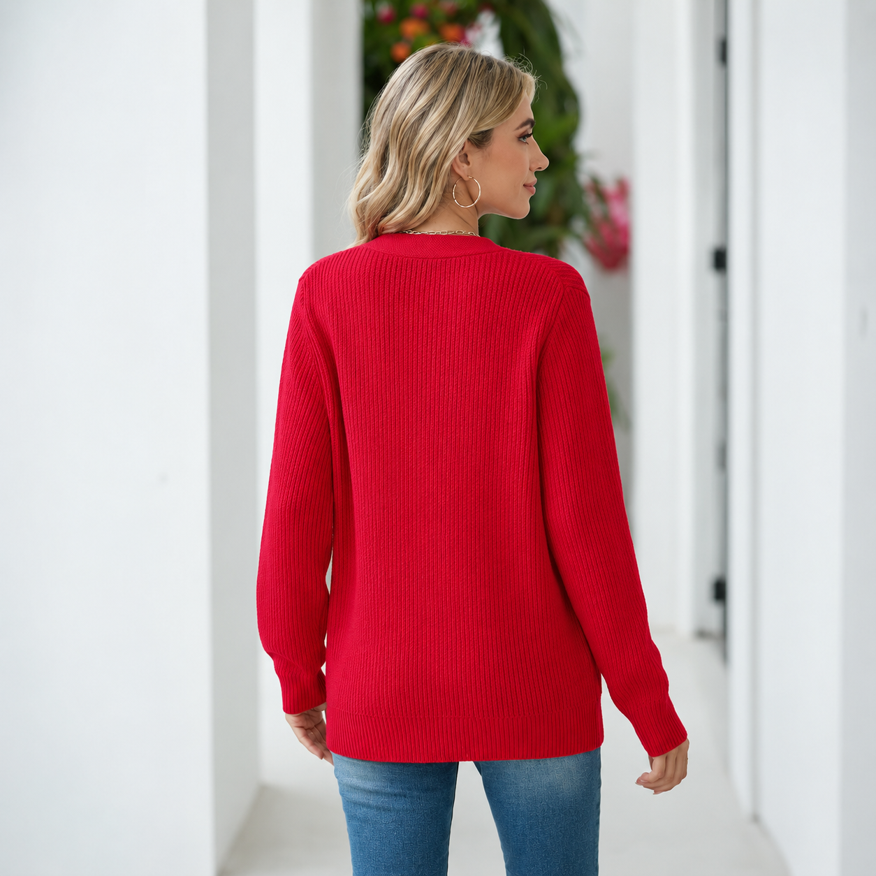 Long Sleeve Button Up Cardigan With Pockets For Women
