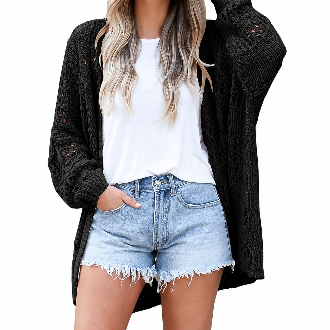Oversized Summer Sleeve Crochet Cardigan For Women