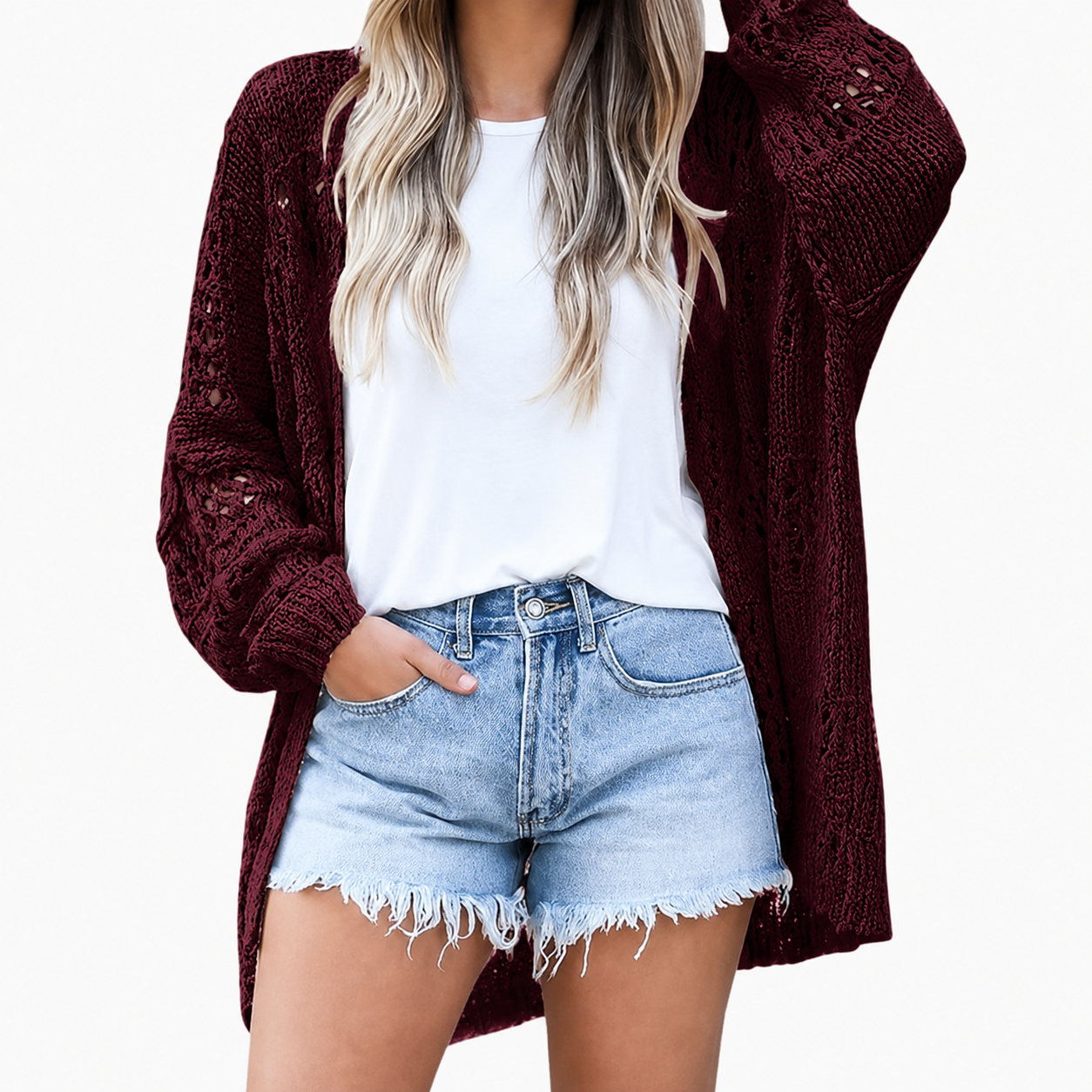 Oversized Summer Sleeve Crochet Cardigan For Women