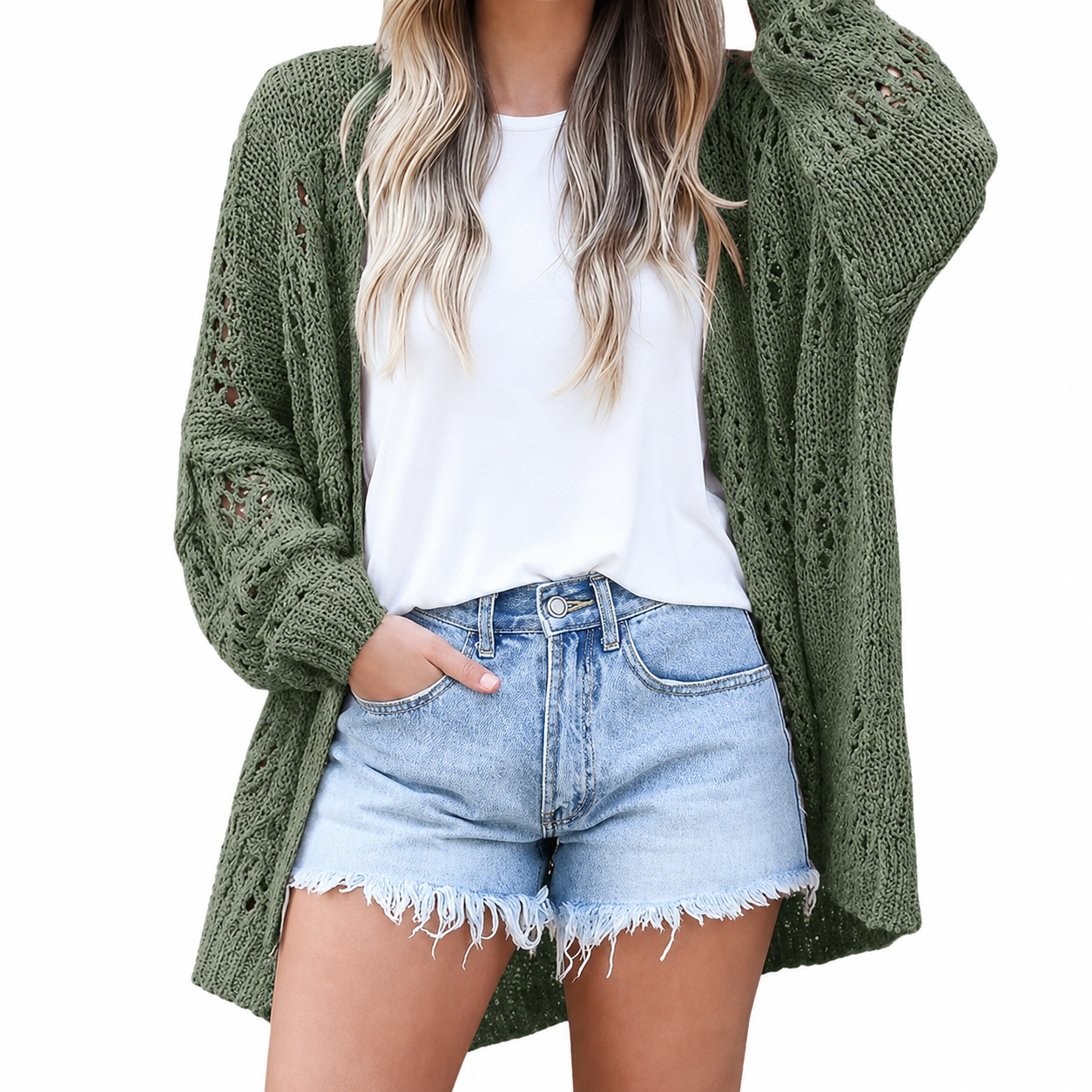 Oversized Summer Sleeve Crochet Cardigan For Women