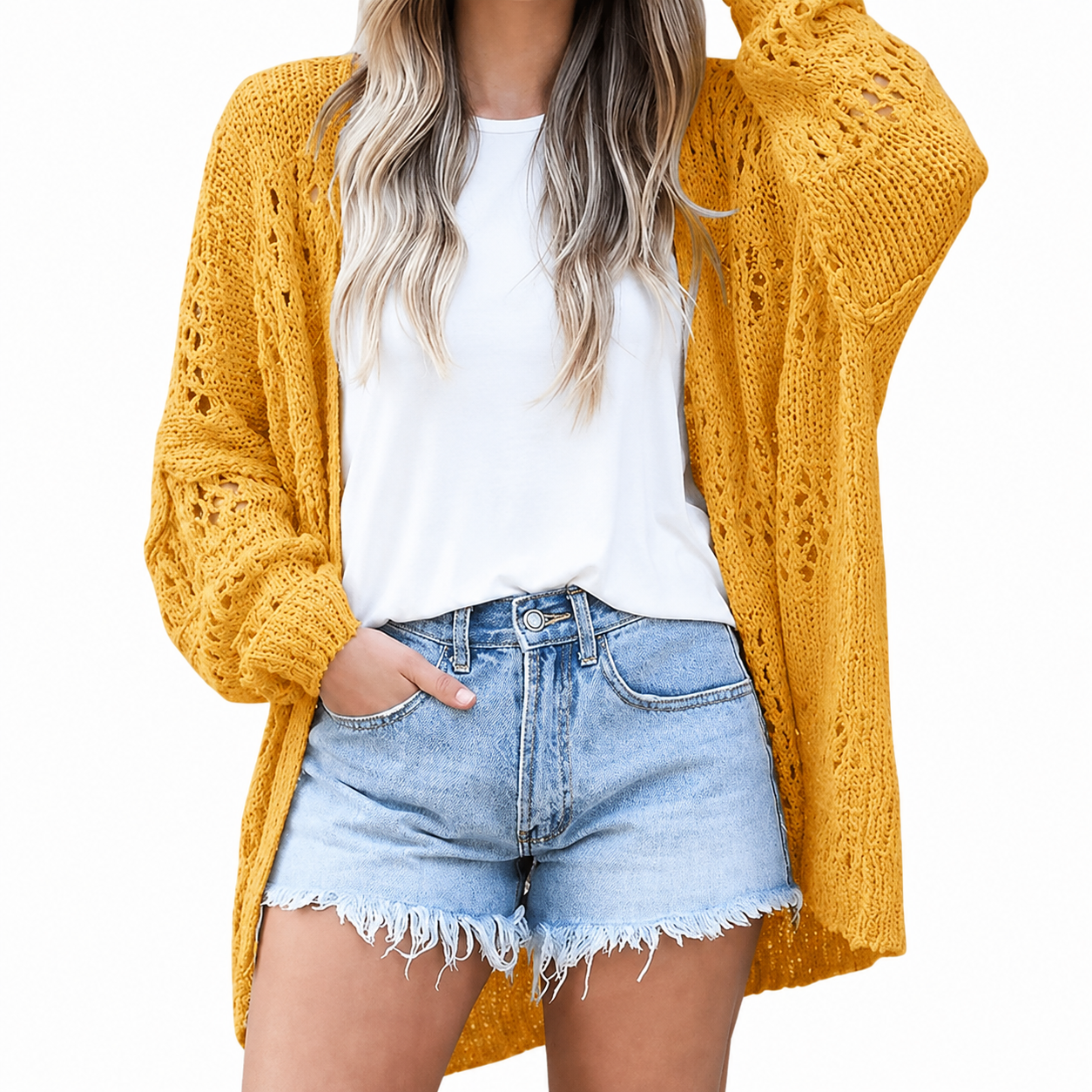 Oversized Summer Sleeve Crochet Cardigan For Women