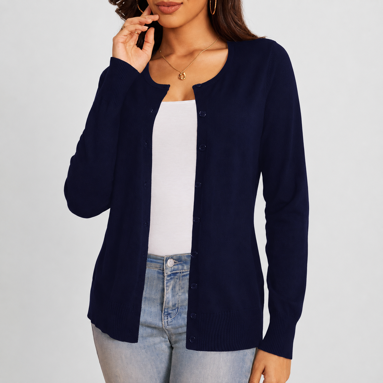 Soft Long Sleeve Soft Knit Cardigan Sweater For Women