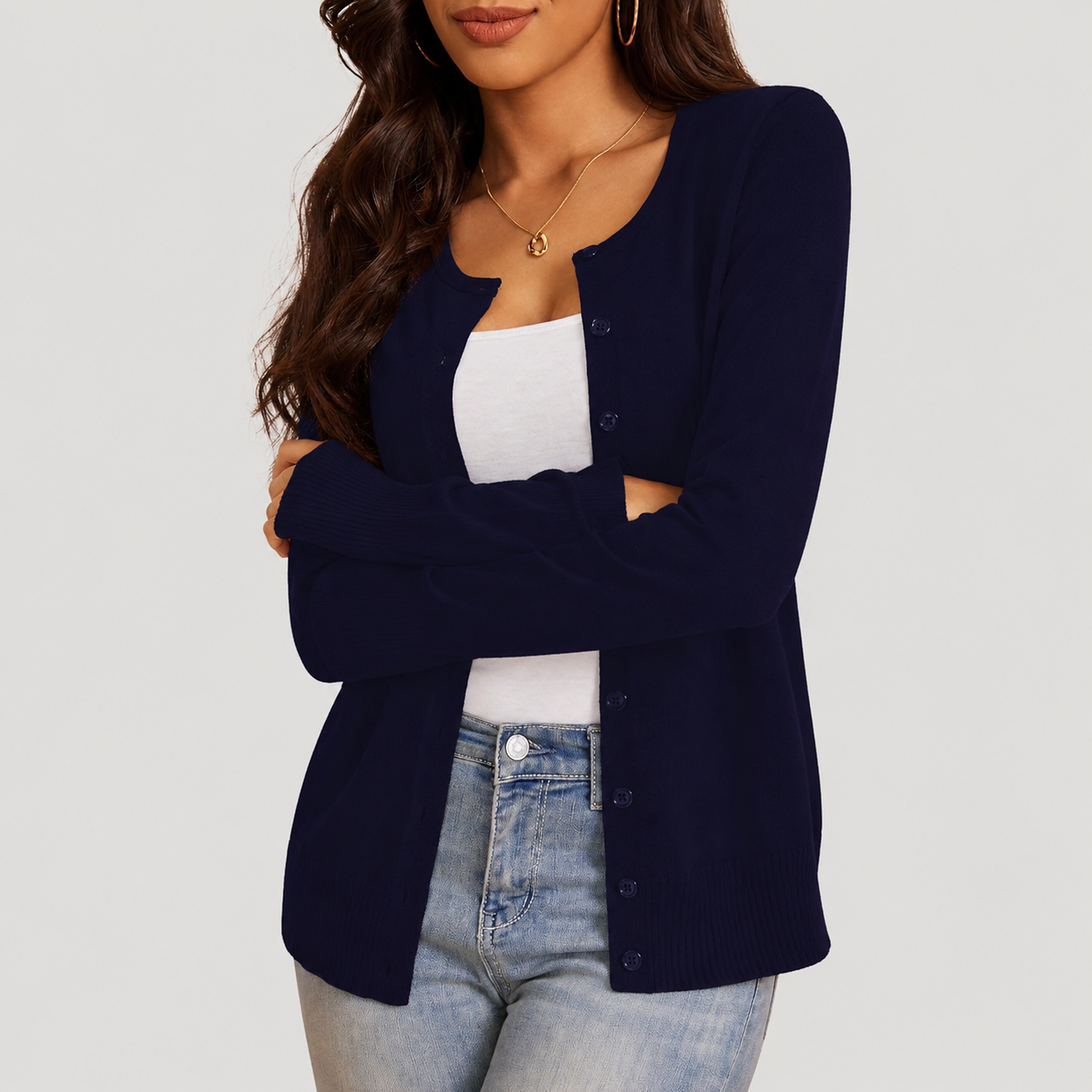 Soft Long Sleeve Soft Knit Cardigan Sweater For Women