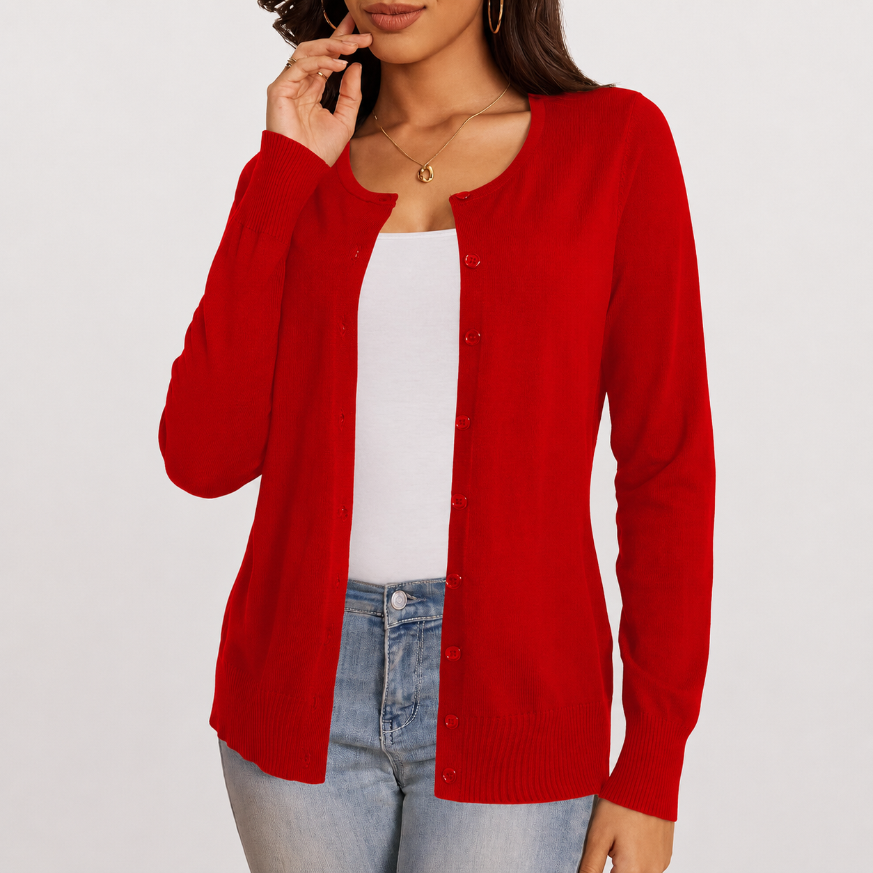 Soft Long Sleeve Soft Knit Cardigan Sweater For Women