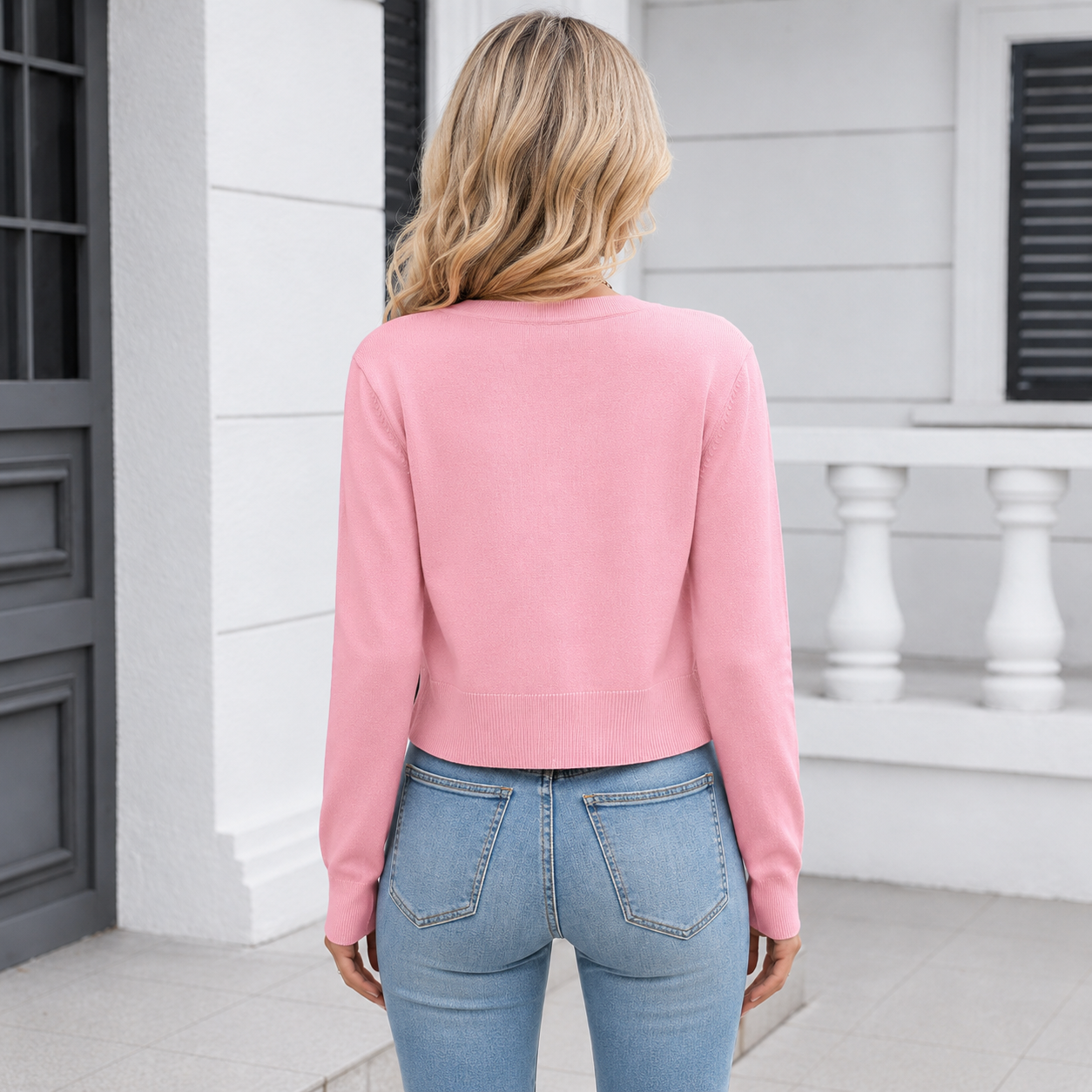 Casual Lightweight Button Down Cropped Cardigan For Women