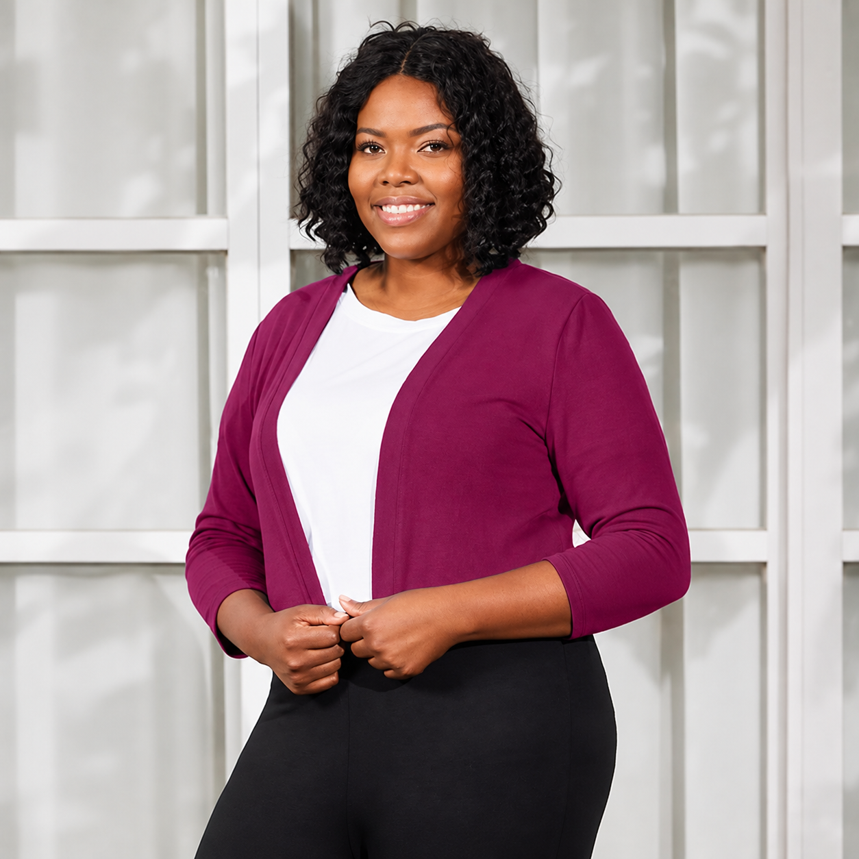 Plus Size Cropped Open Front Bolero Cardigan for Women