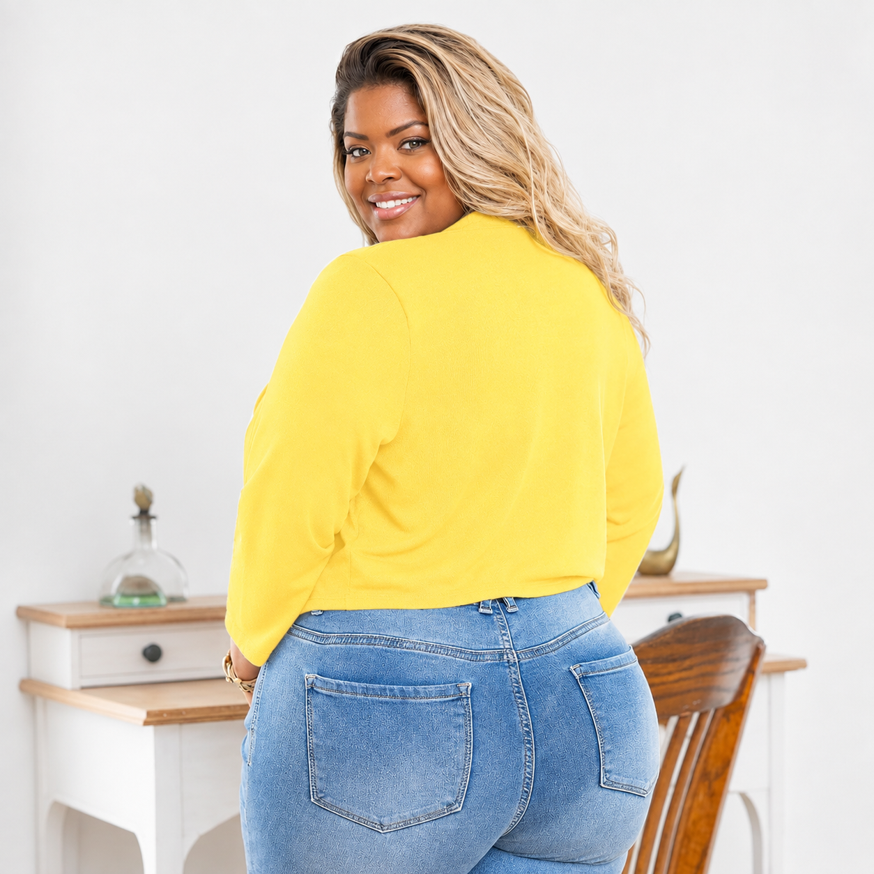 Plus Size Cropped Open Front Bolero Cardigan for Women