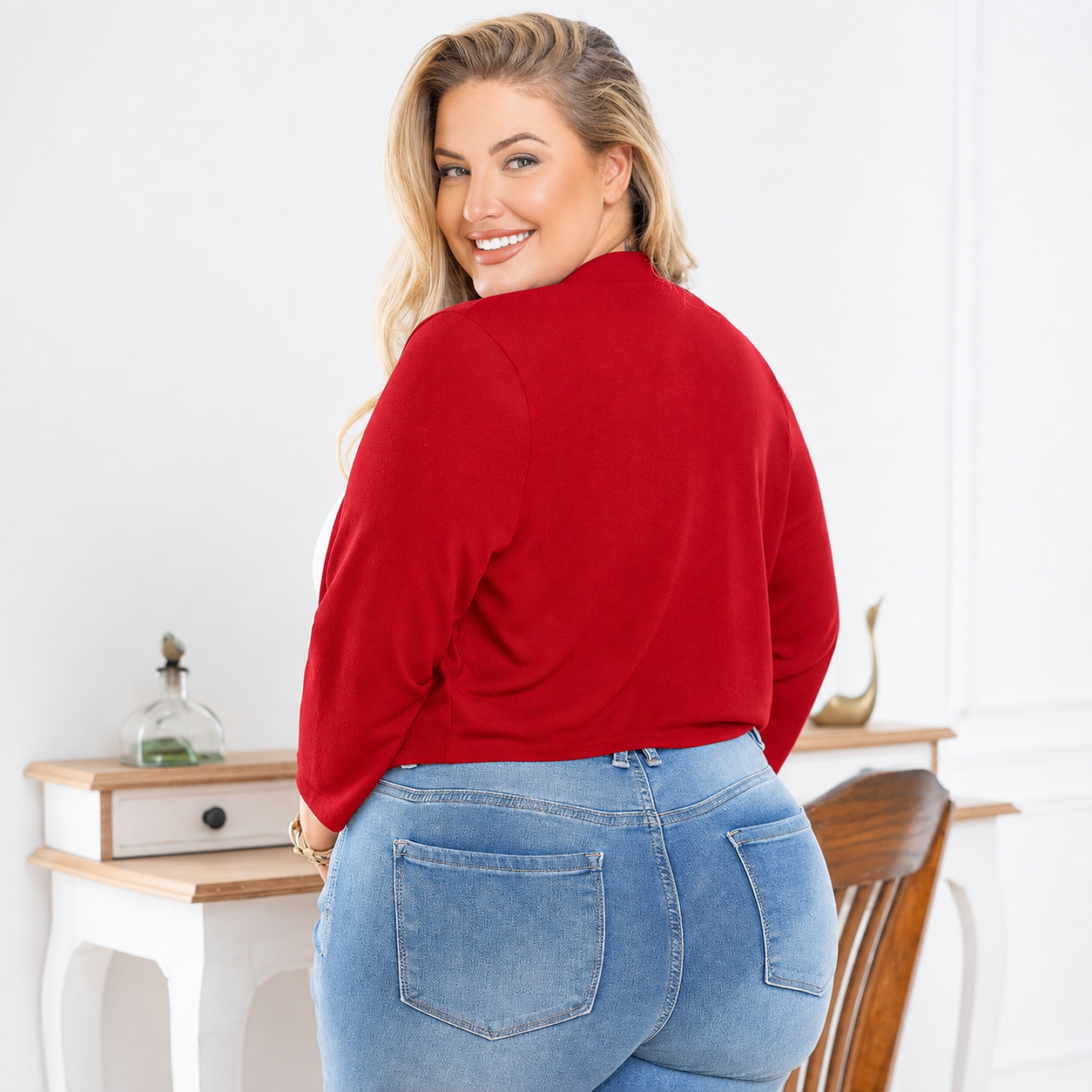 Plus Size Cropped Open Front Bolero Cardigan for Women