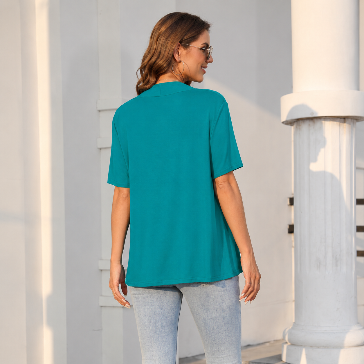Casual Short Sleeve Front Tie Cardigan For Women