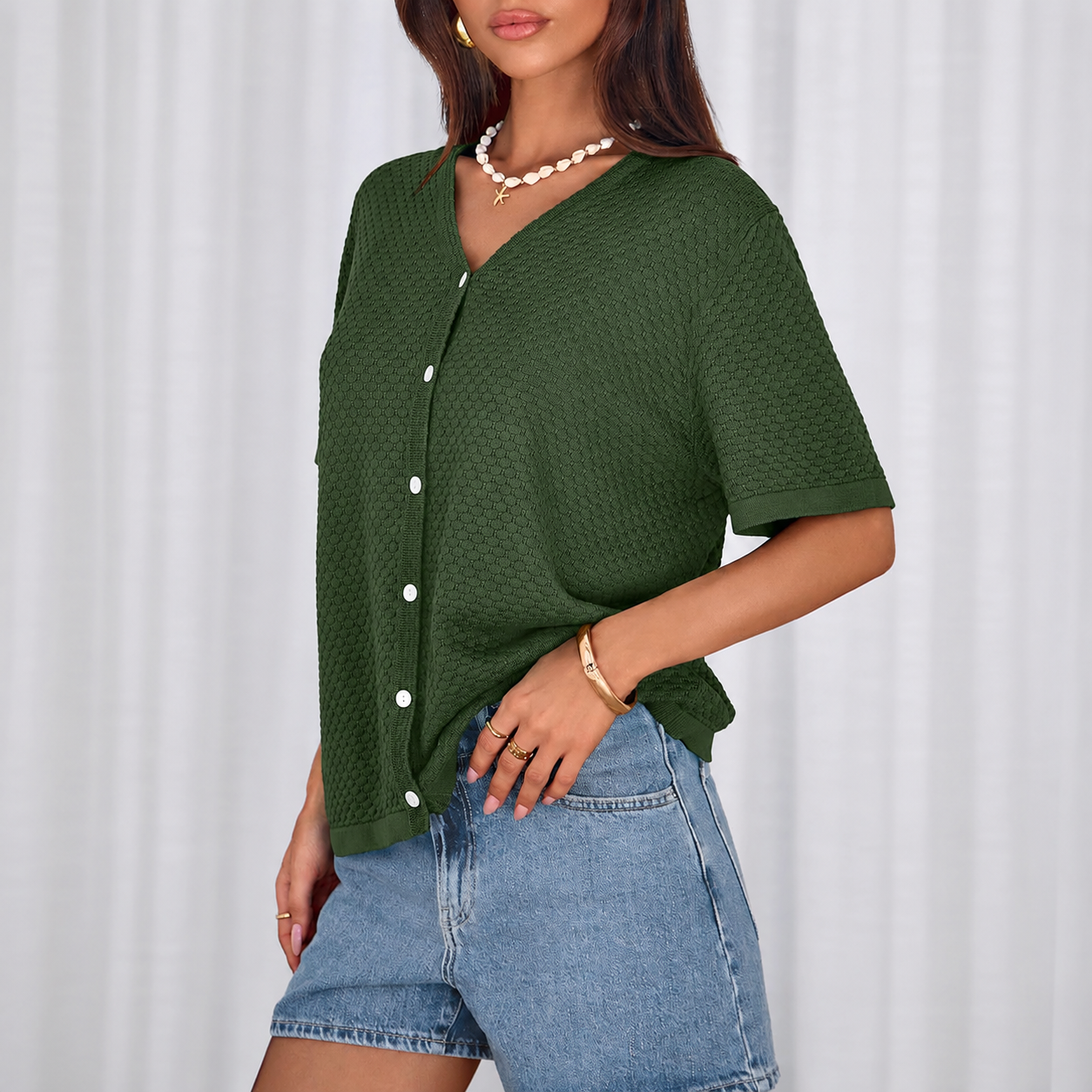 Casual Short Sleeve Crochet Knit Cardigan For Women