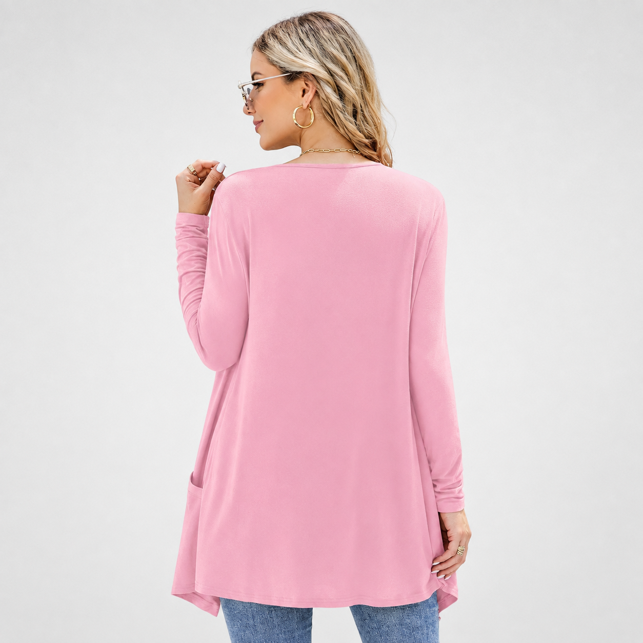 Soft Long Sleeve Draped Duster Cardigan For Women