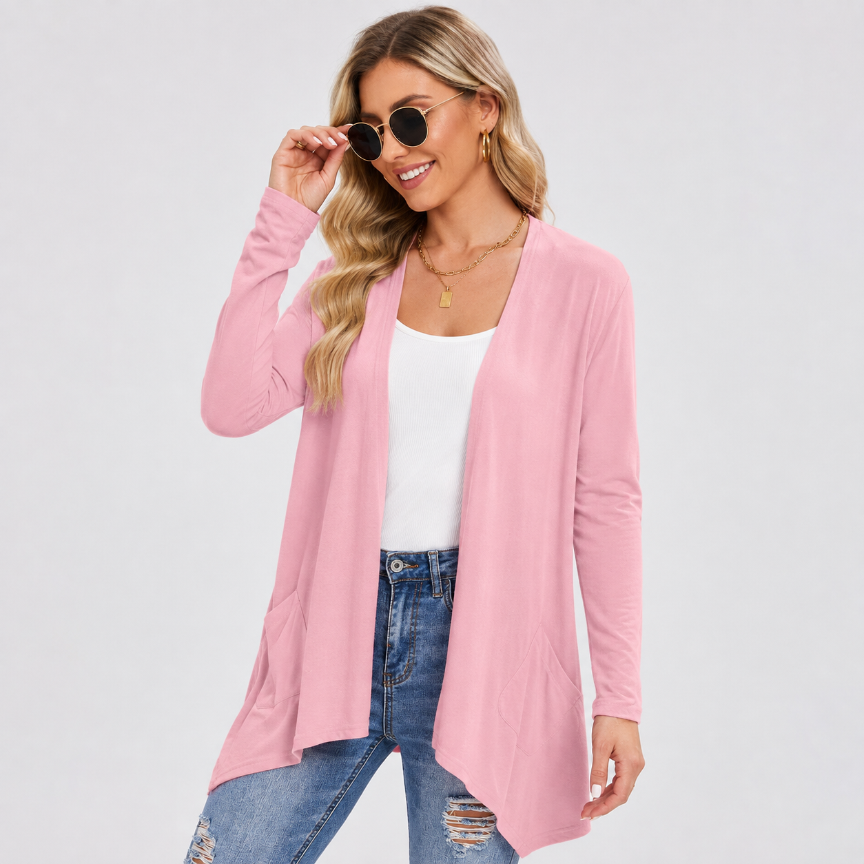 Soft Long Sleeve Draped Duster Cardigan For Women