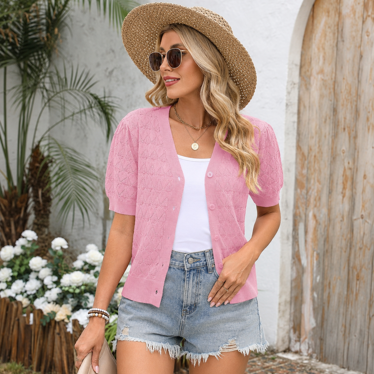 Casual Button Down Lightweight Cardigan Sweater For Women