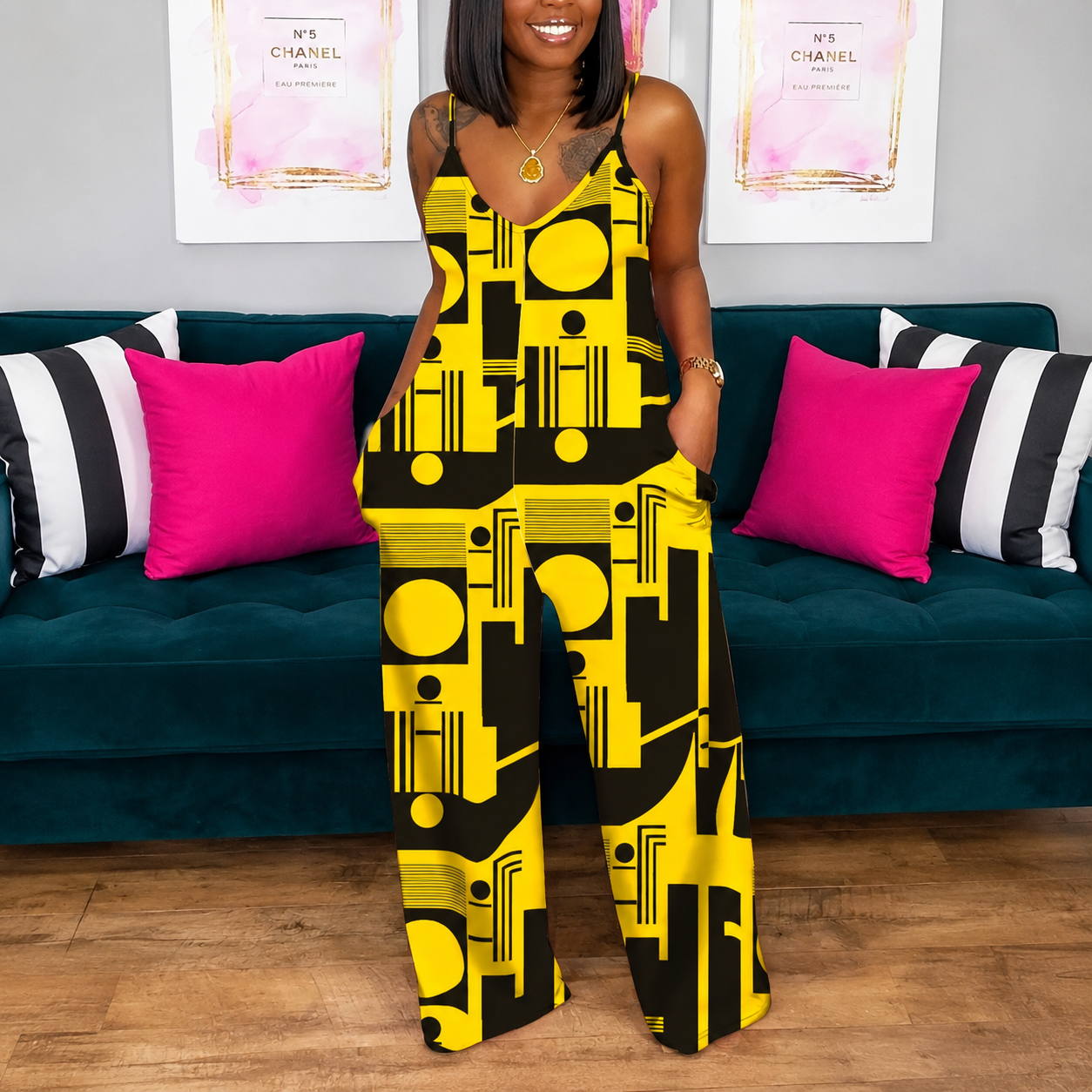 Casual Pocket Spaghetti Strap Jumpsuit For Women