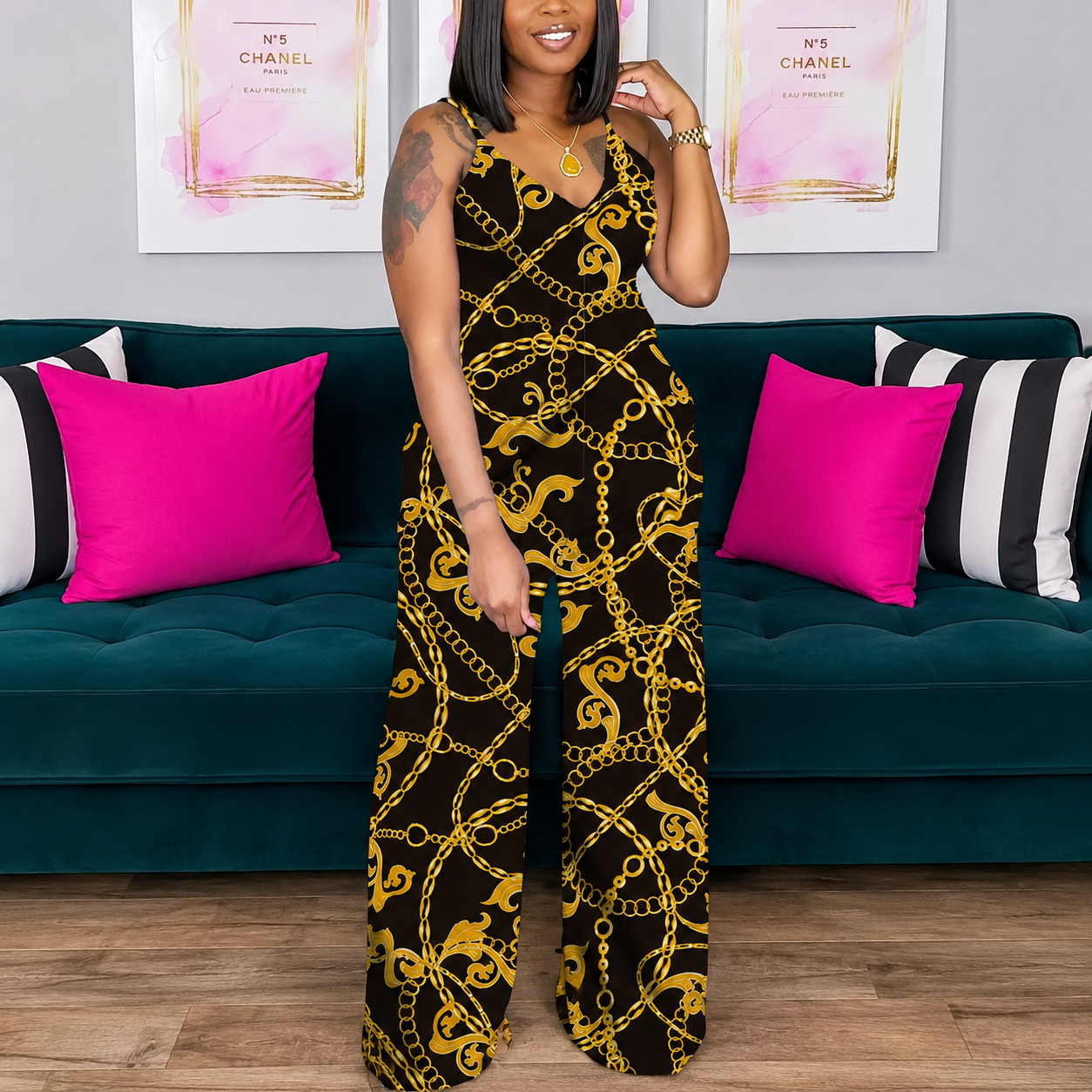 Casual Pocket Spaghetti Strap Jumpsuit For Women