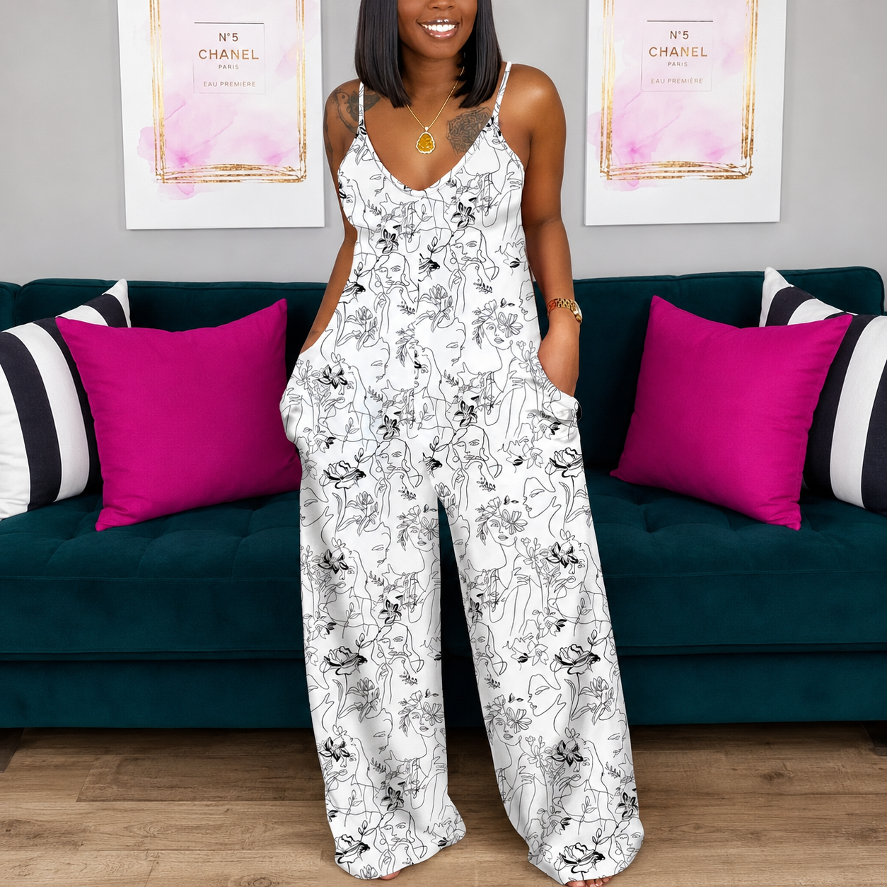 Casual Pocket Spaghetti Strap Jumpsuit For Women