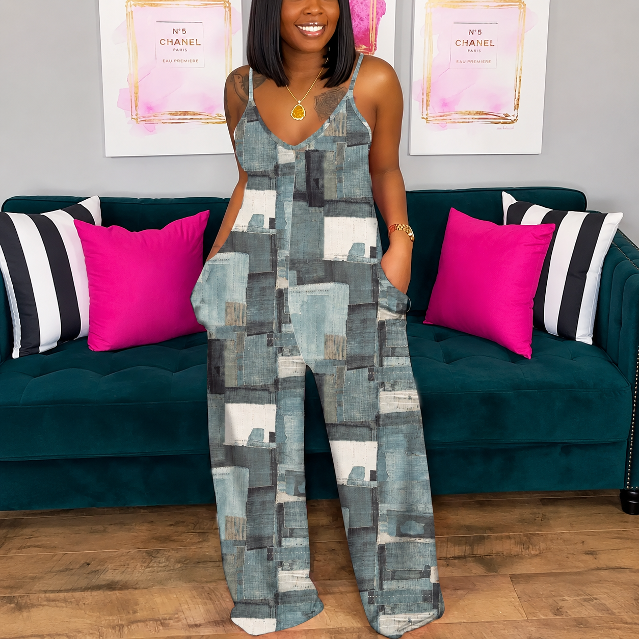 Casual Pocket Spaghetti Strap Jumpsuit For Women