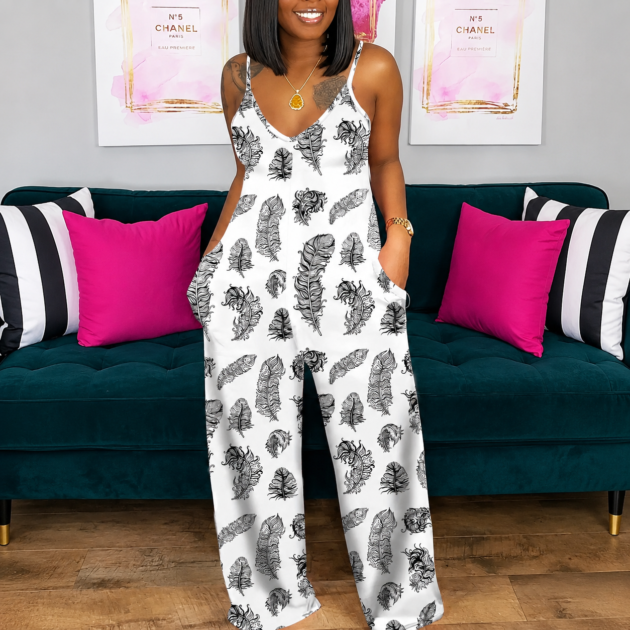 Casual Pocket Spaghetti Strap Jumpsuit For Women