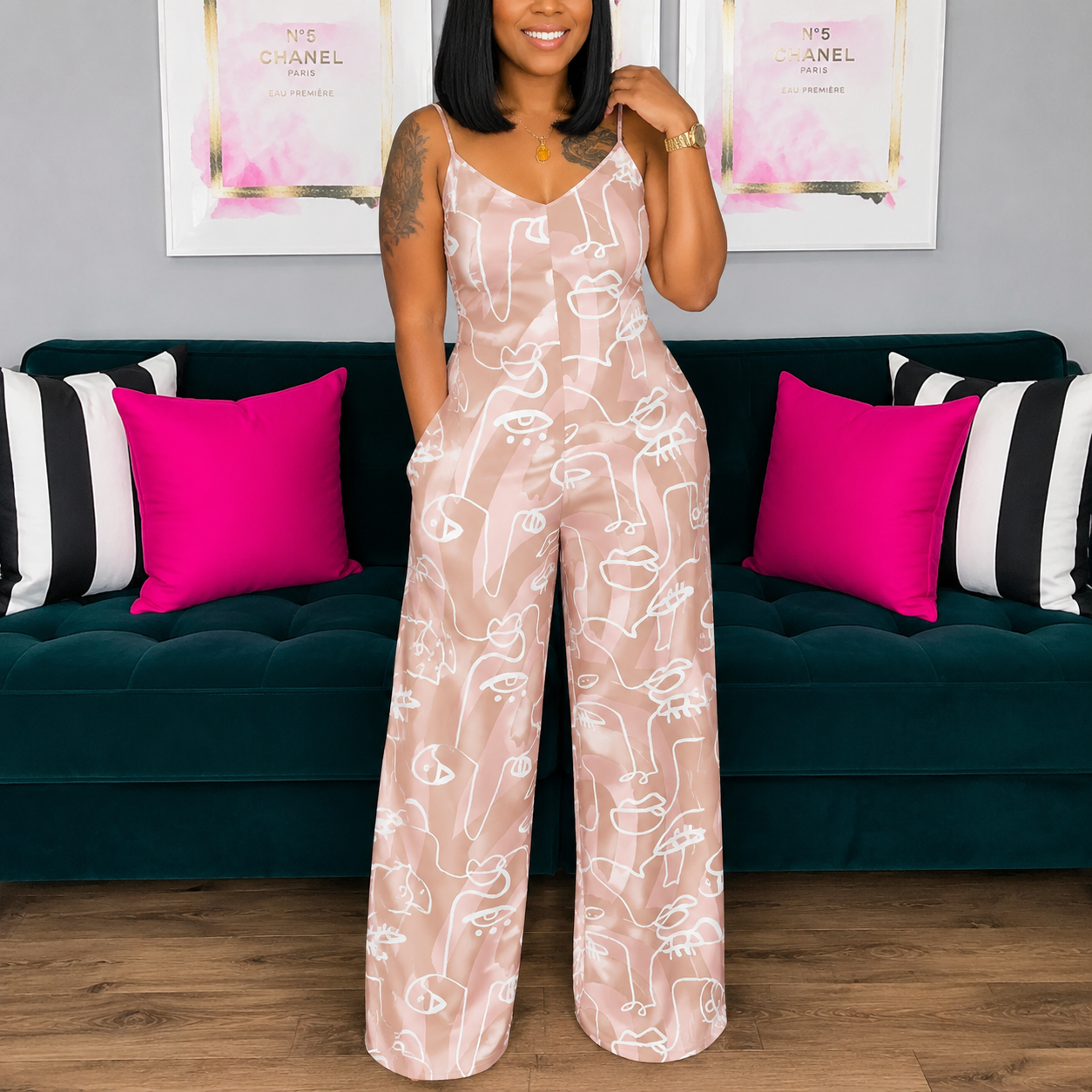 Casual Pocket Spaghetti Strap Jumpsuit For Women