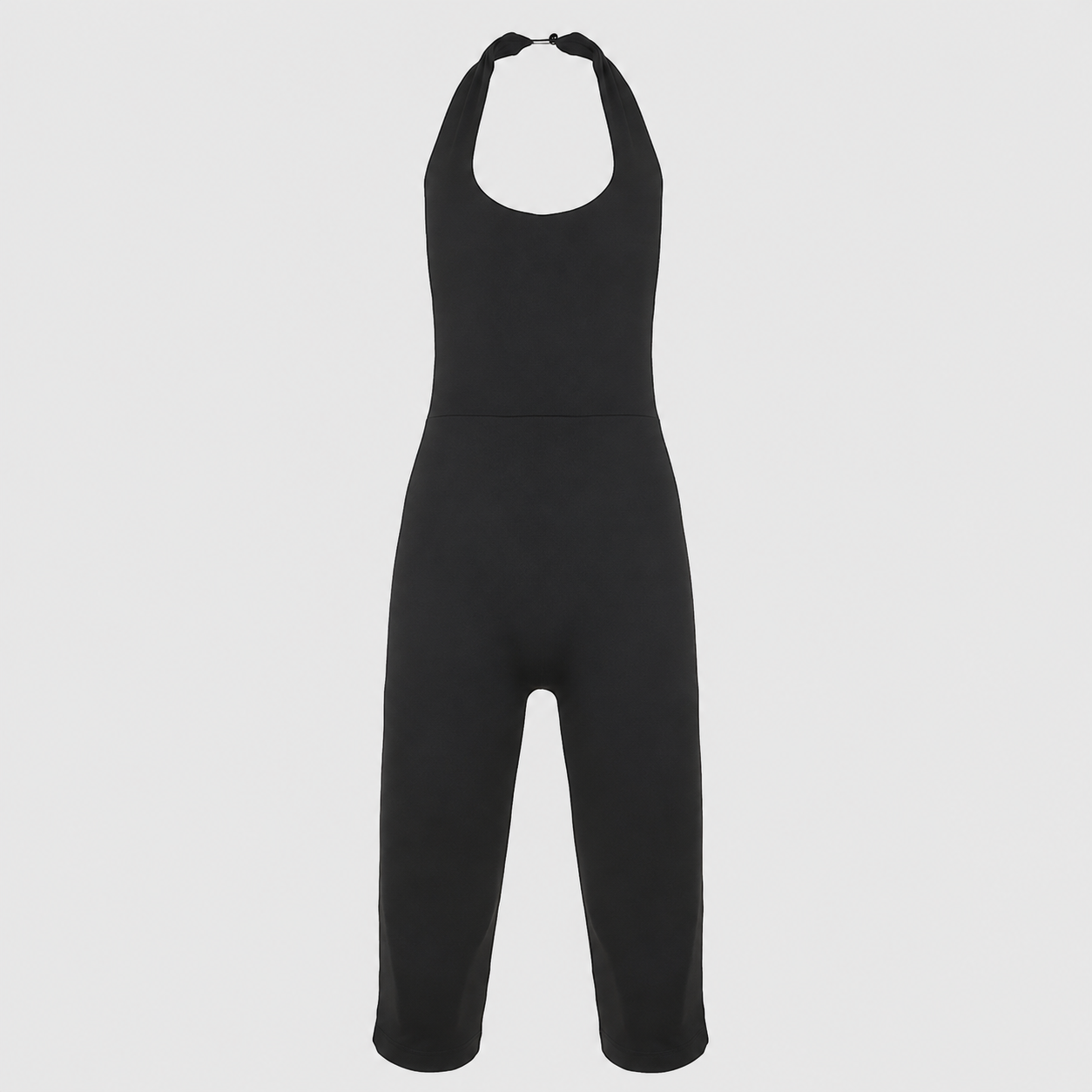 Sleeveless Solid Halter Capri Jumpsuit For Women
